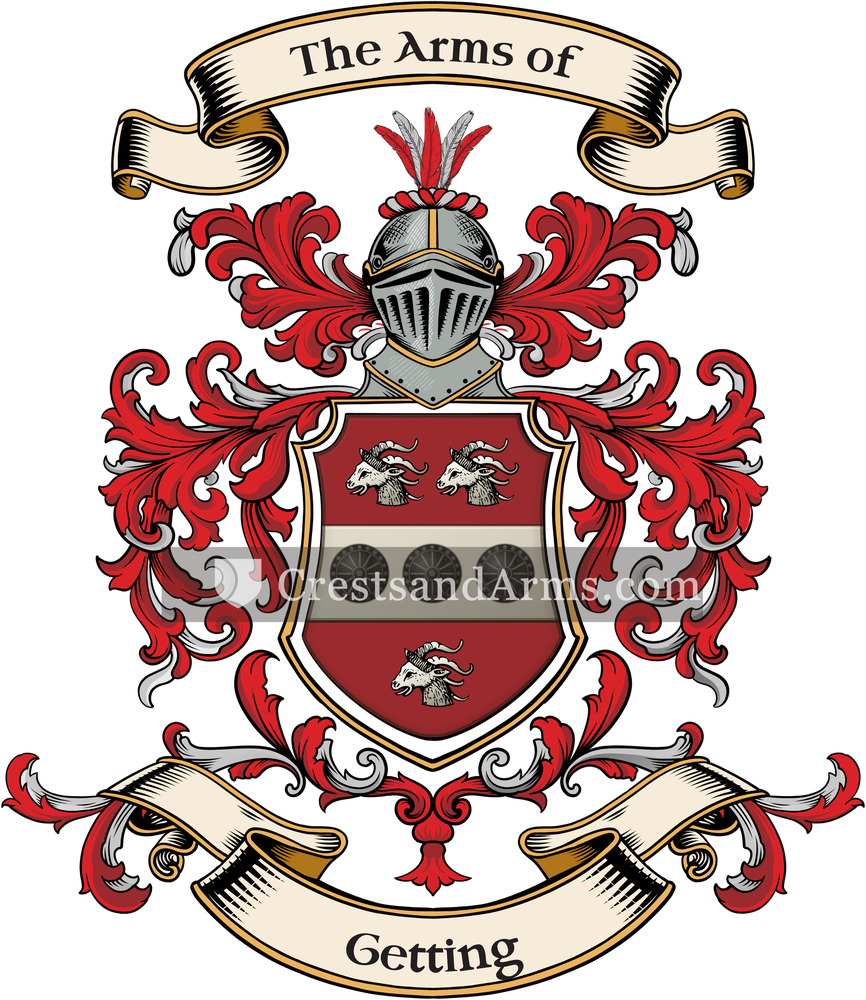 The Getting coat of arms, drawn from the recorded blazon