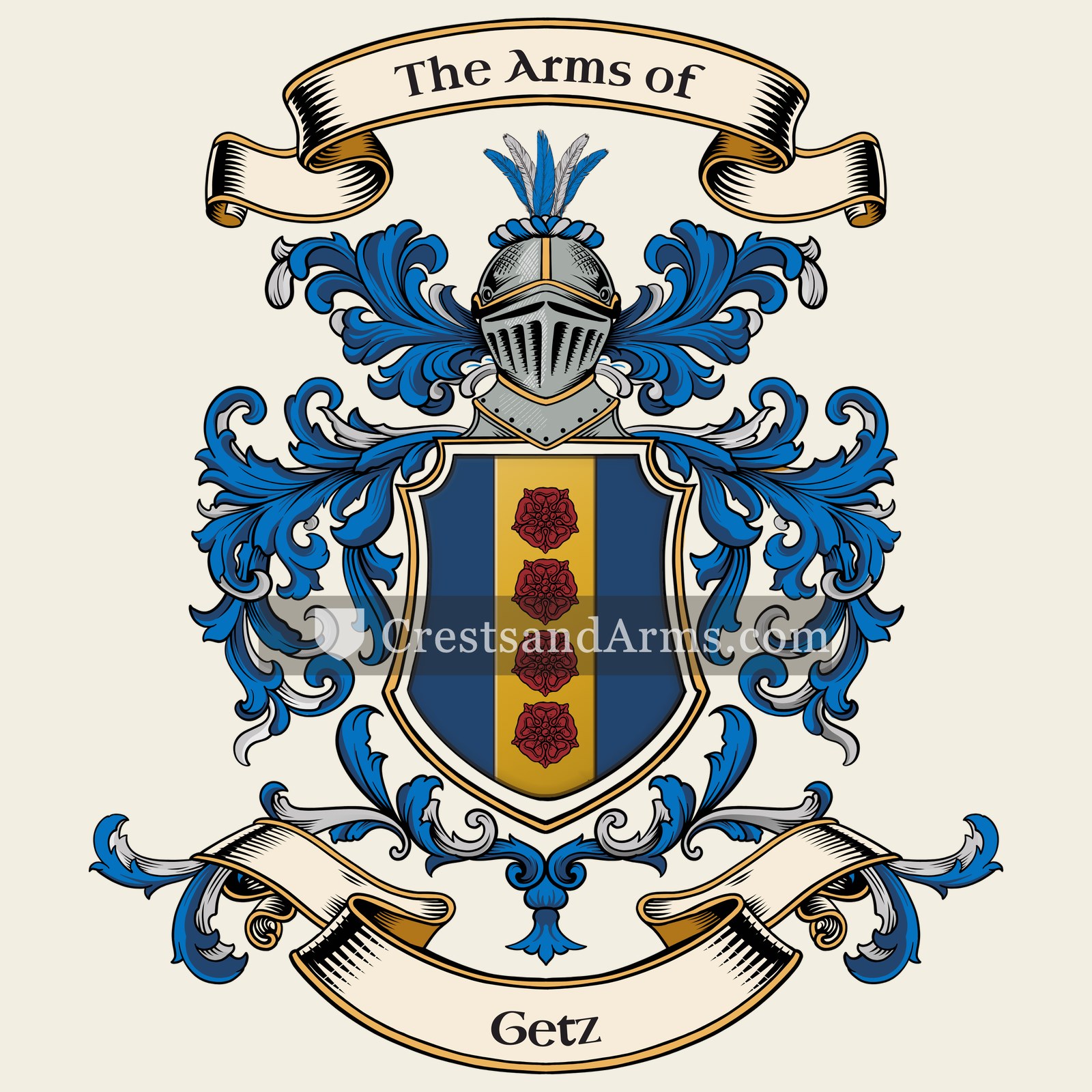 The Getz coat of arms, drawn from the recorded blazon