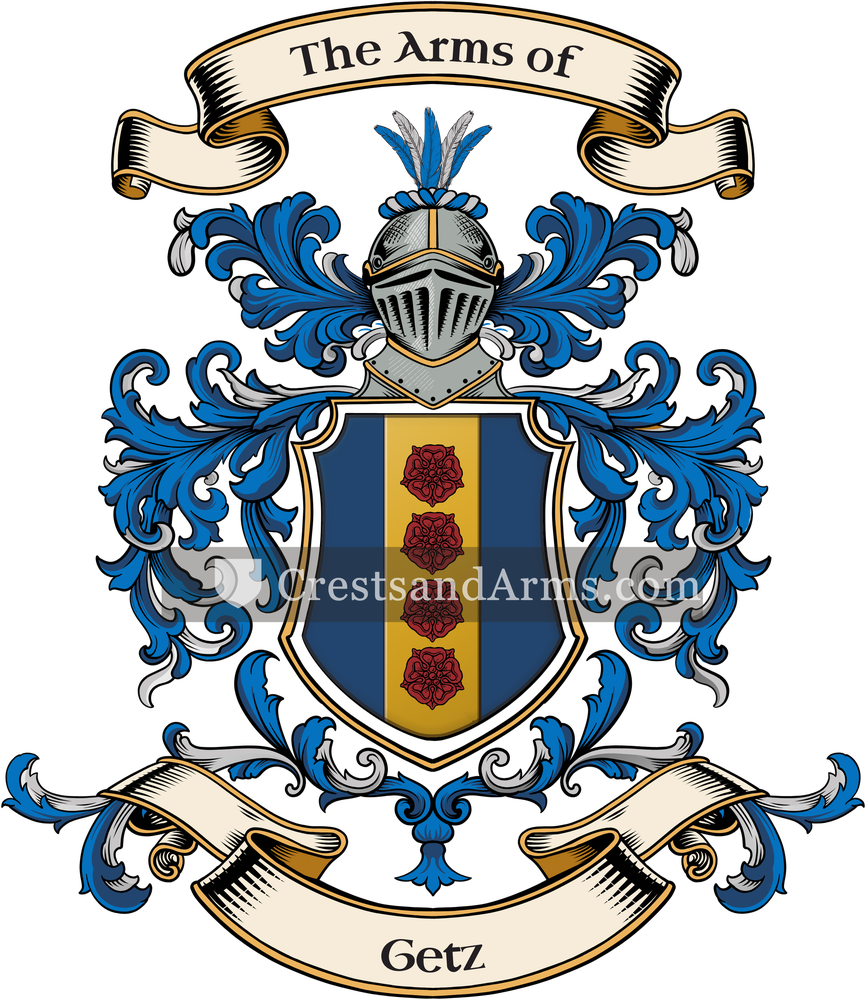 The Getz coat of arms, drawn from the recorded blazon