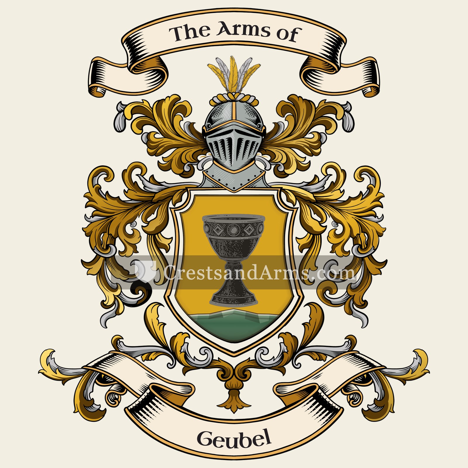 The Geubel coat of arms, drawn from the recorded blazon