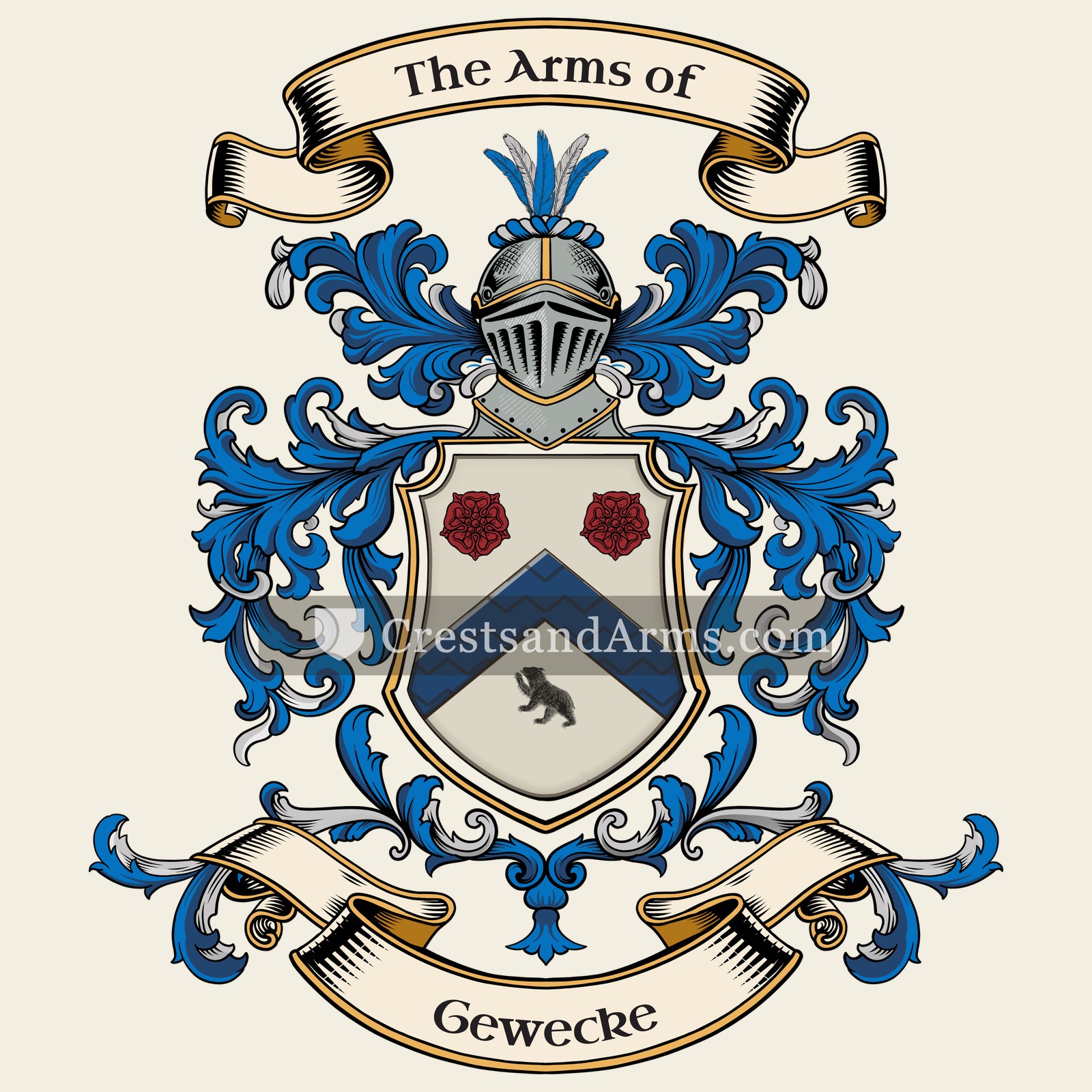 The Gewecke coat of arms, drawn from the recorded blazon