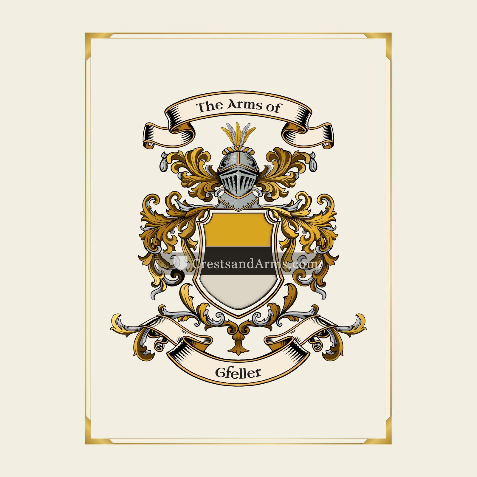 With gold border