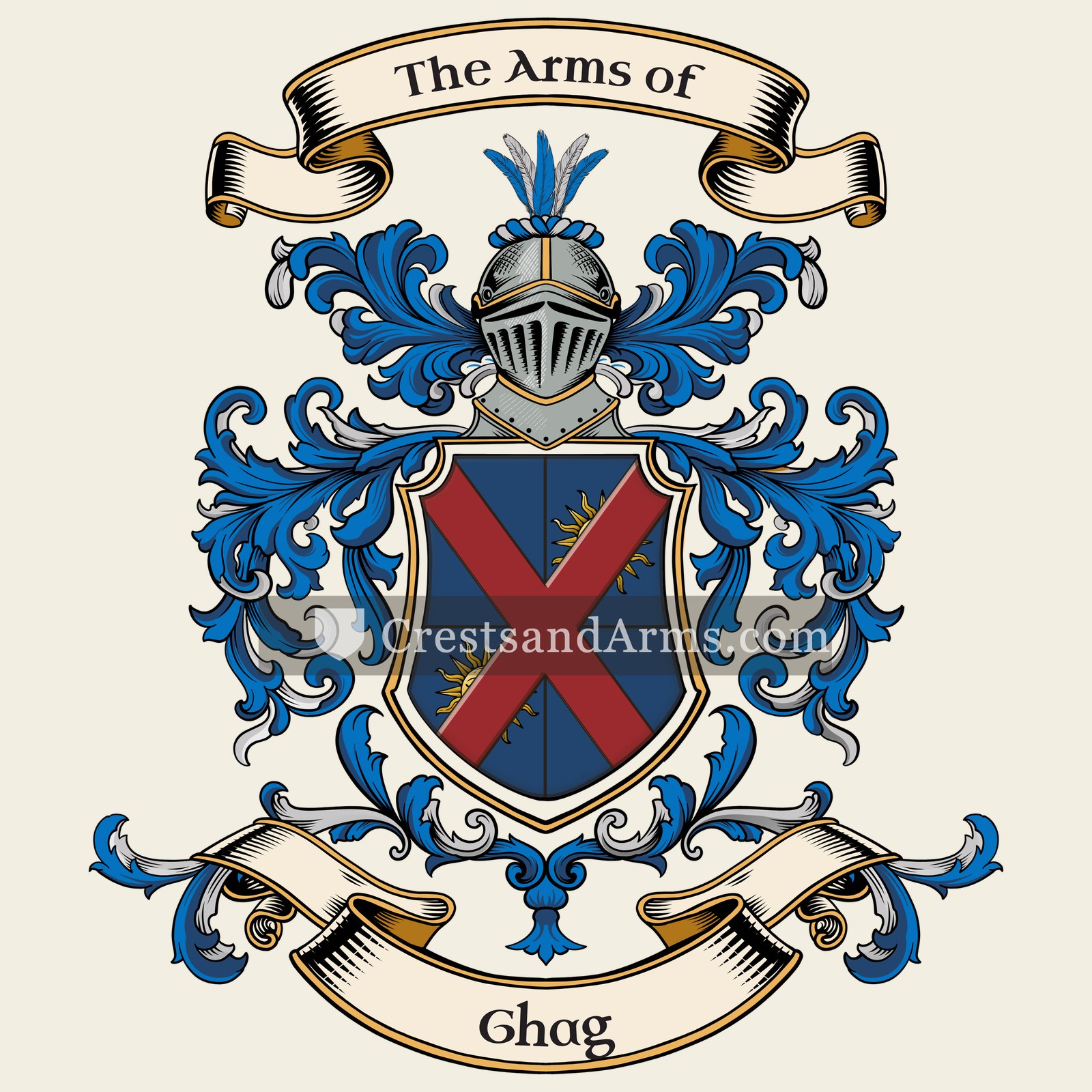 The Ghag coat of arms, drawn from the recorded blazon