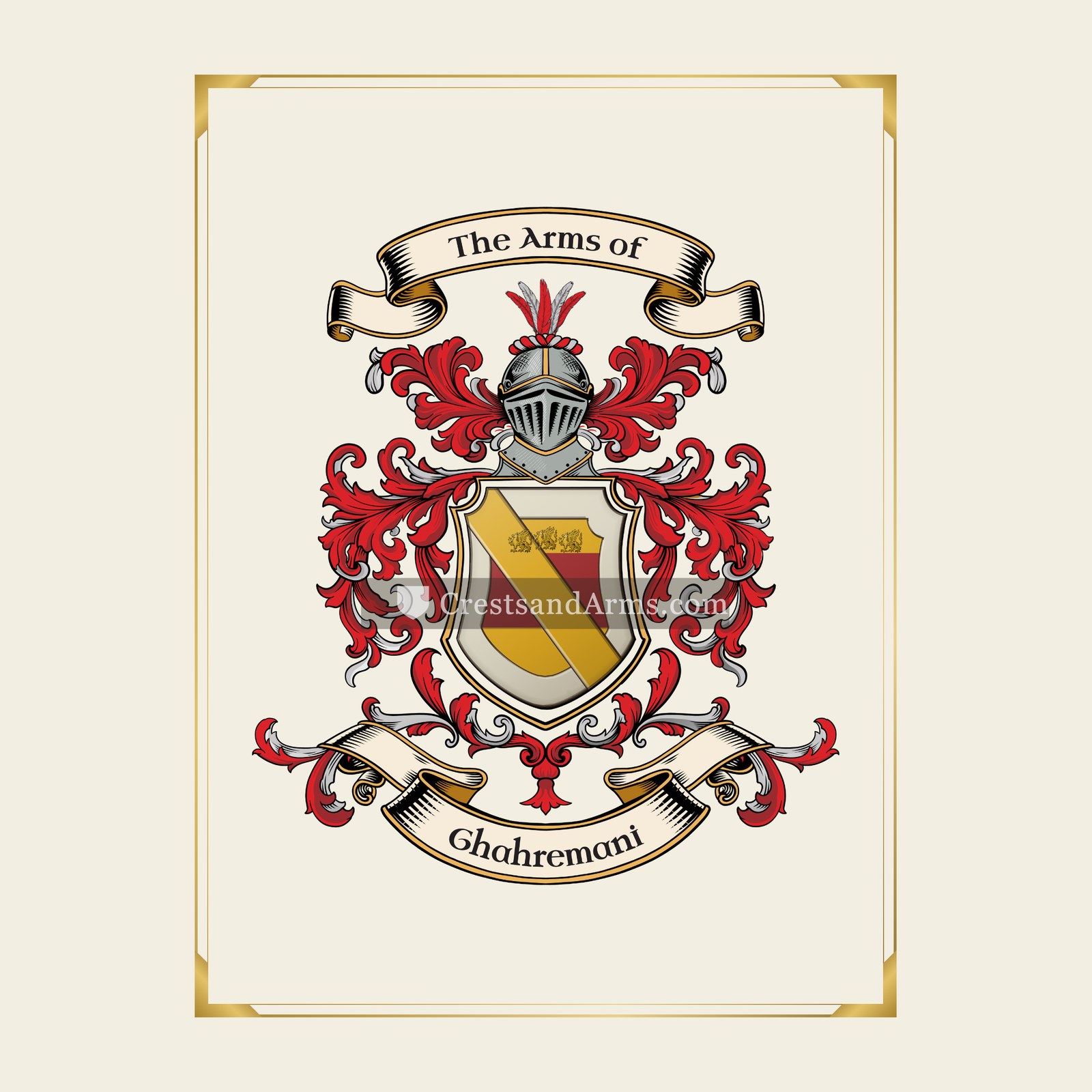 With gold border