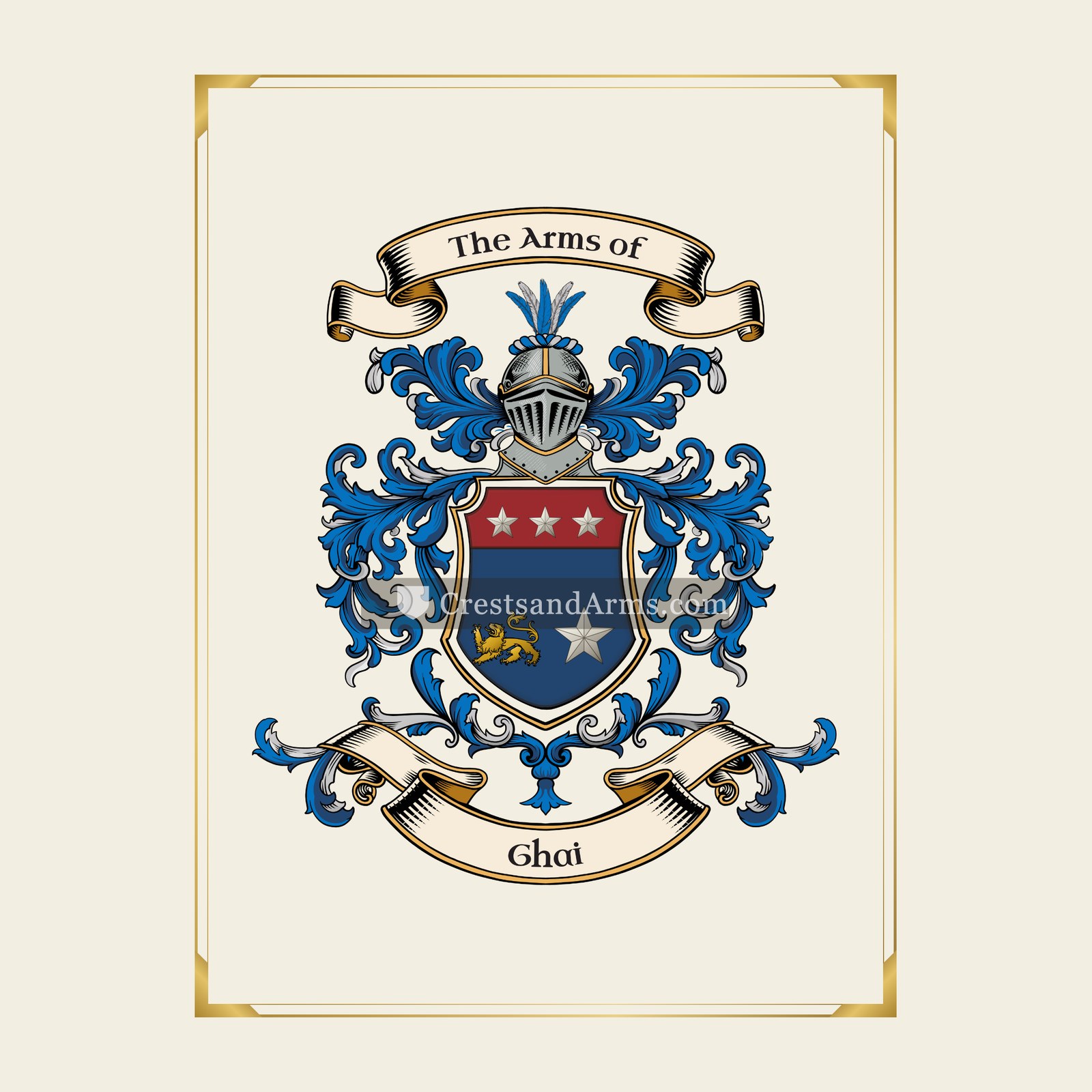 With gold border