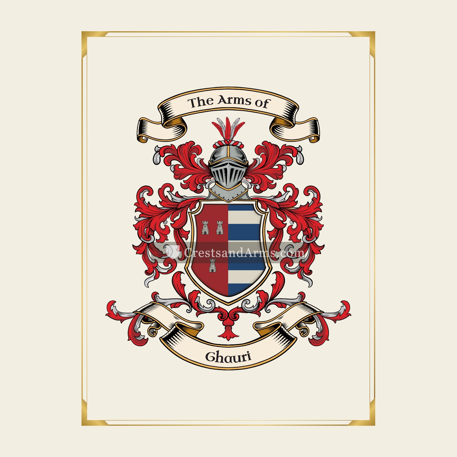 With gold border