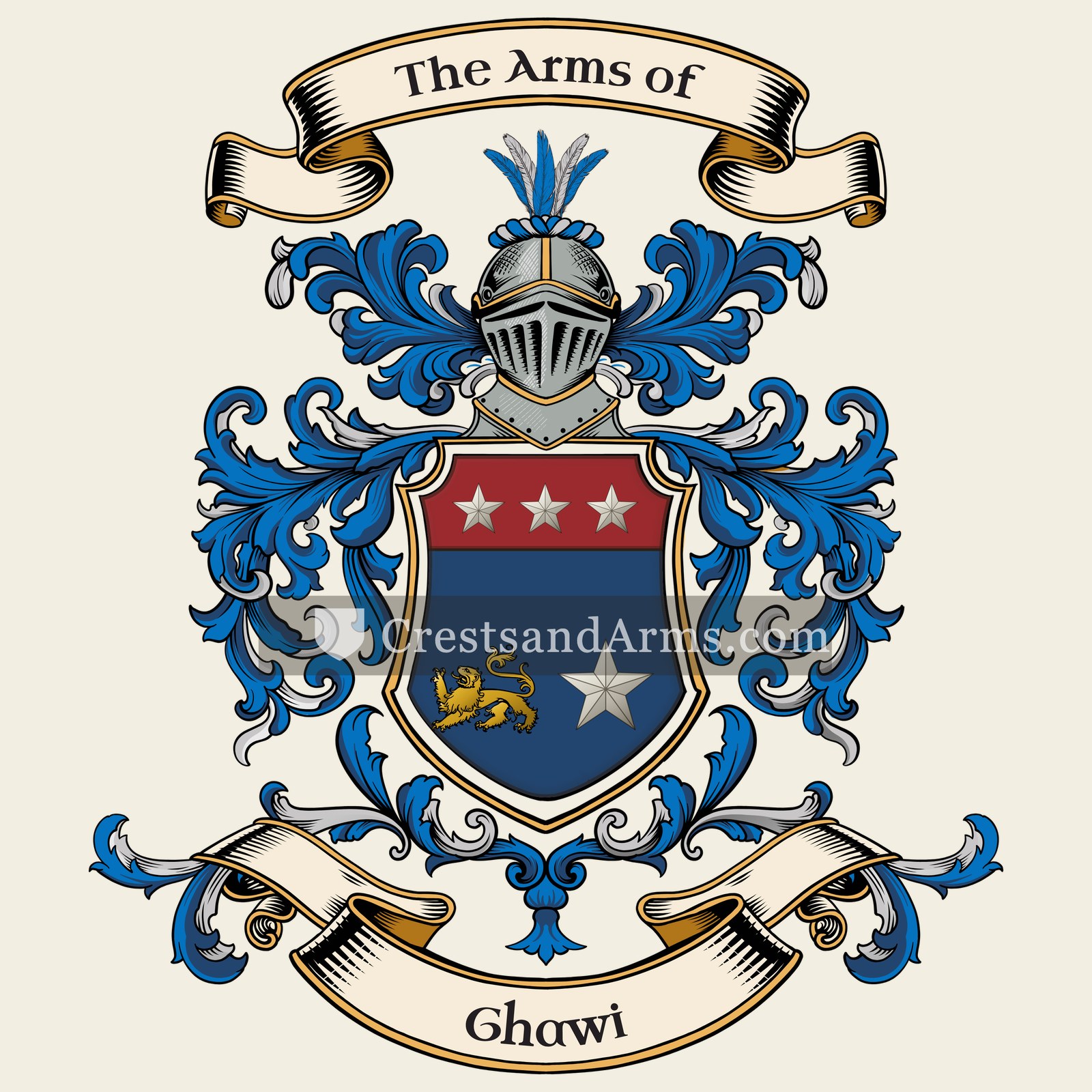 The Ghawi coat of arms, drawn from the recorded blazon