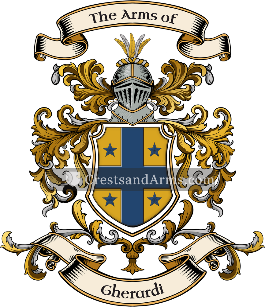 The Gherardi coat of arms, drawn from the recorded blazon