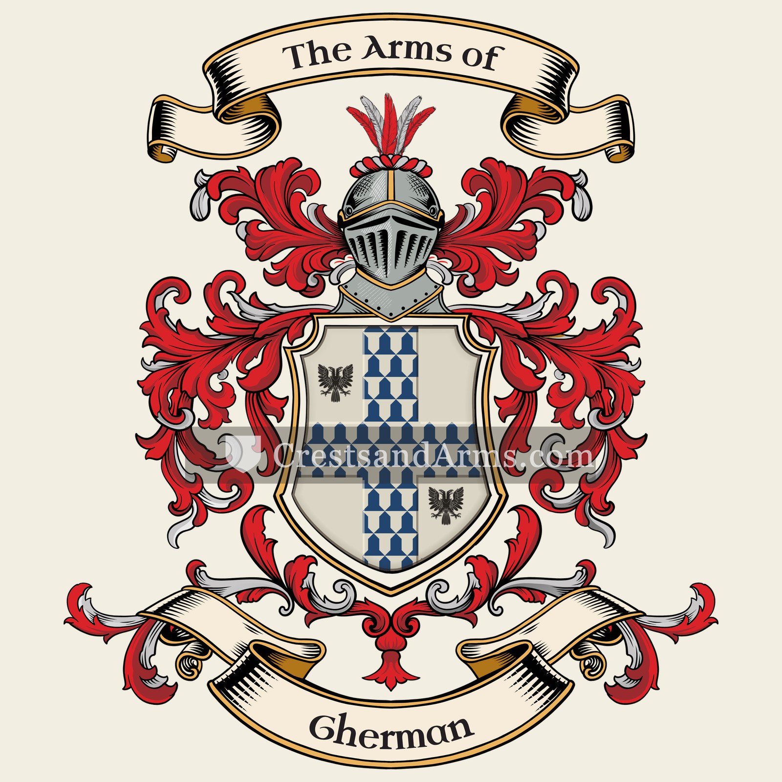 The Gherman coat of arms, drawn from the recorded blazon