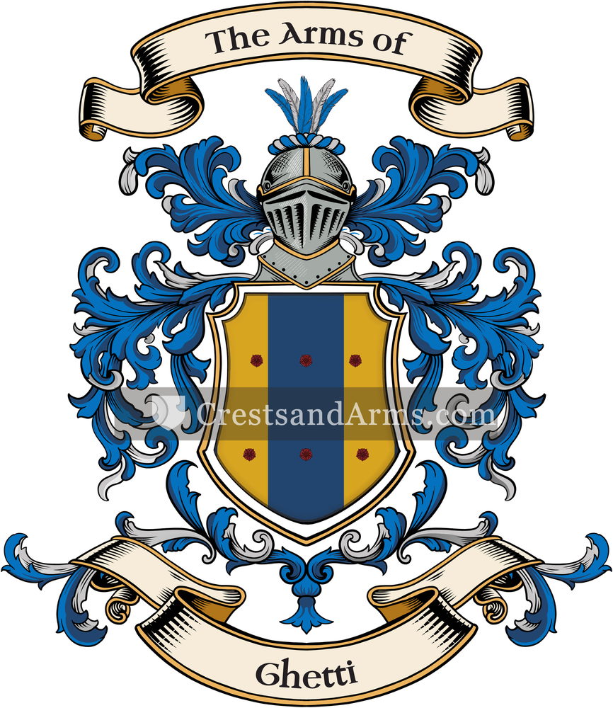 The Ghetti coat of arms, drawn from the recorded blazon