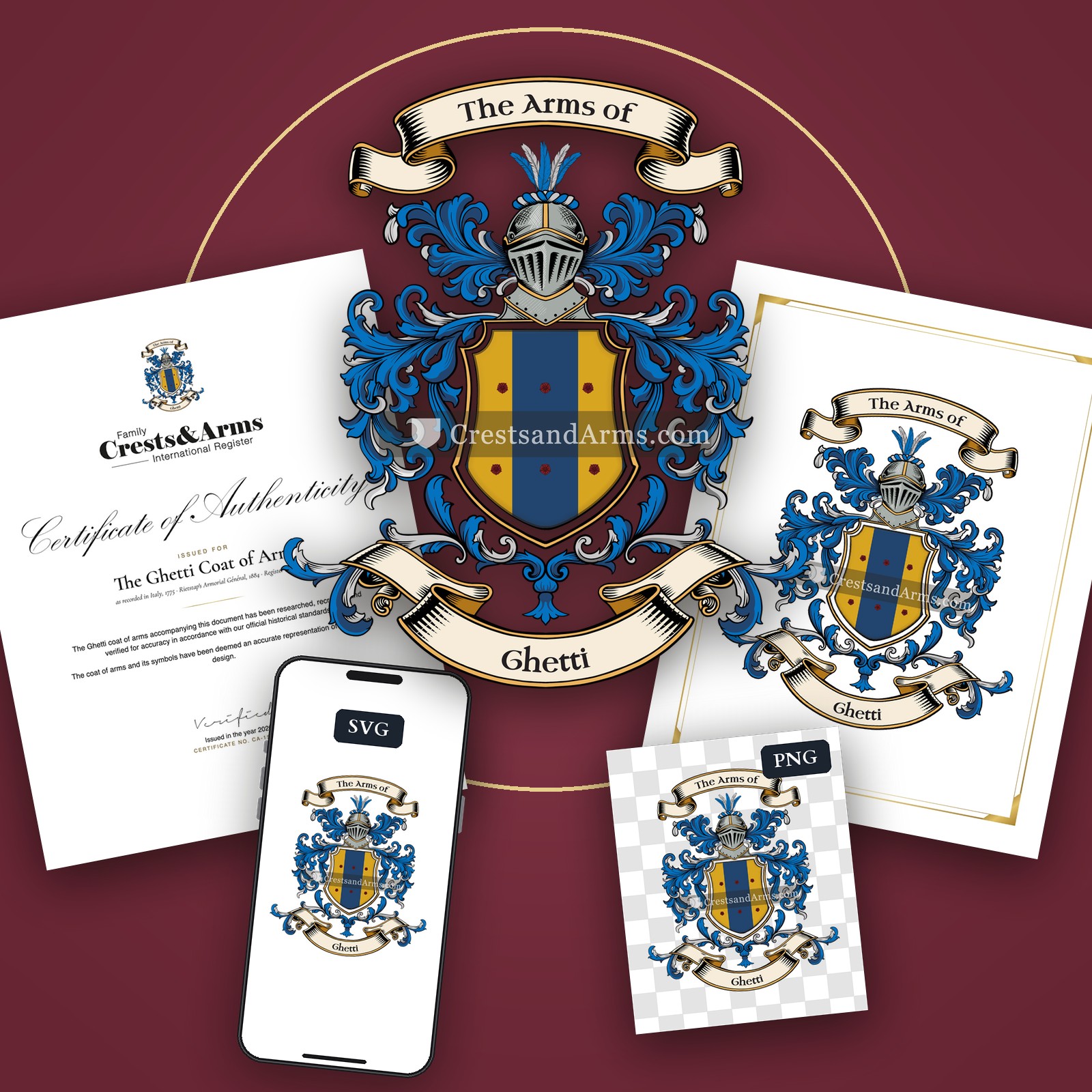 The Ghetti arms on the coat of arms — digital pack