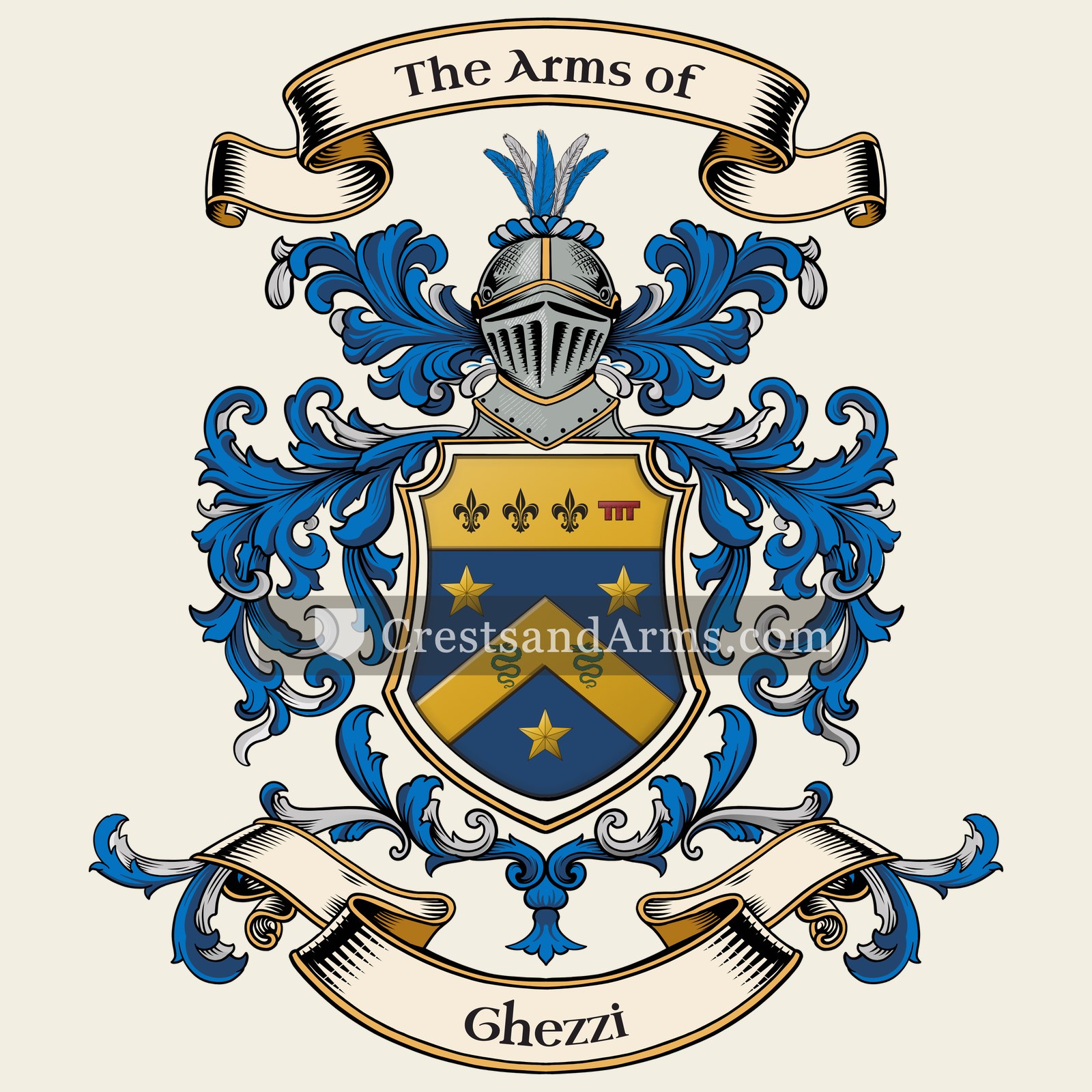 The Ghezzi coat of arms, drawn from the recorded blazon