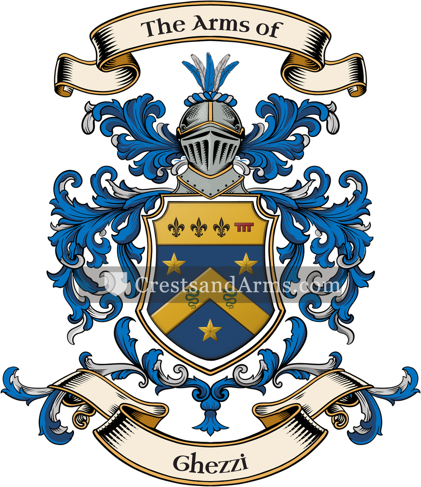 The Ghezzi coat of arms, drawn from the recorded blazon
