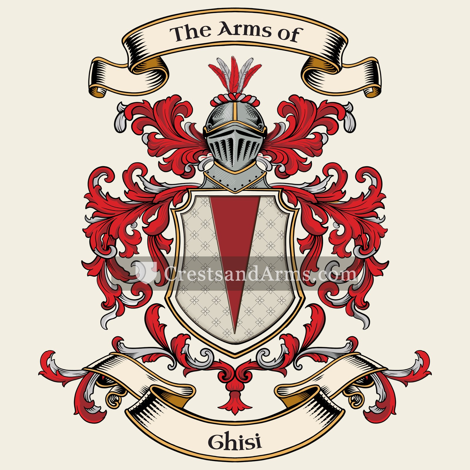 The Ghisi coat of arms, drawn from the recorded blazon