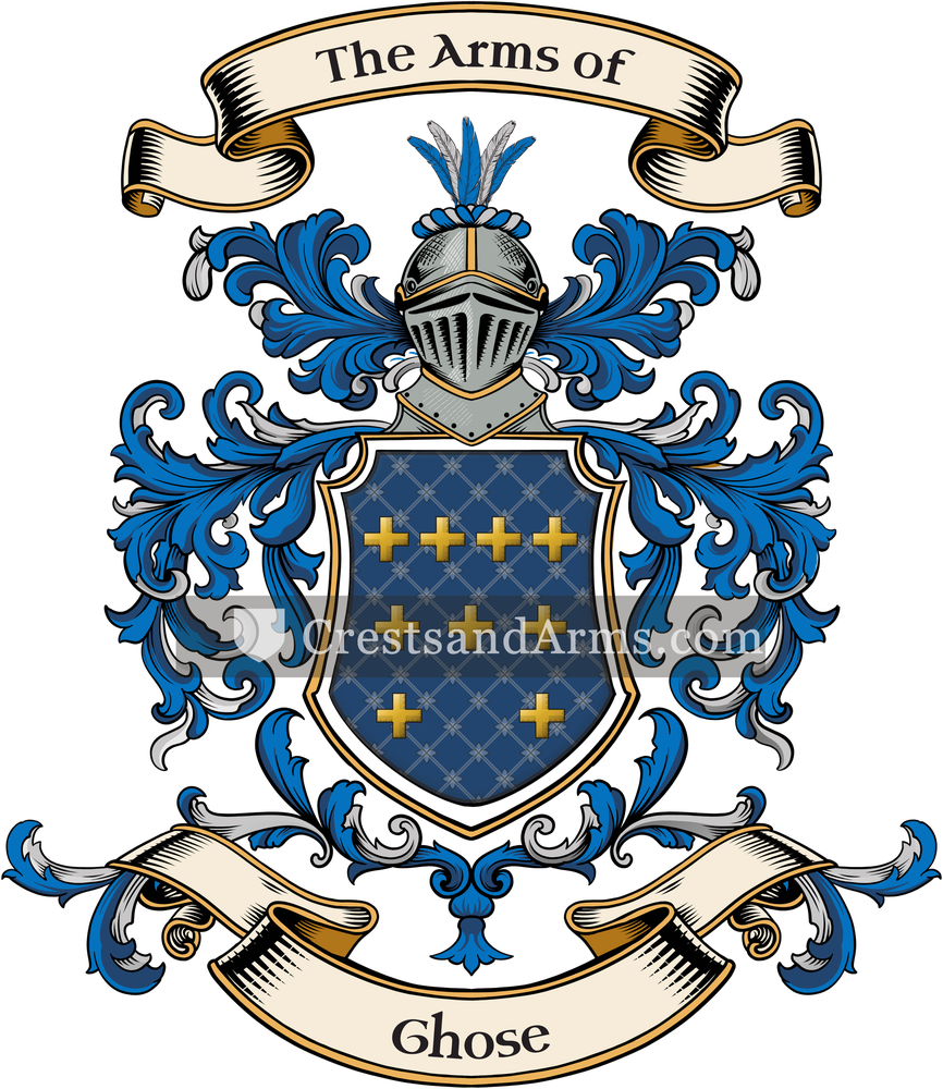 The Ghose coat of arms, drawn from the recorded blazon
