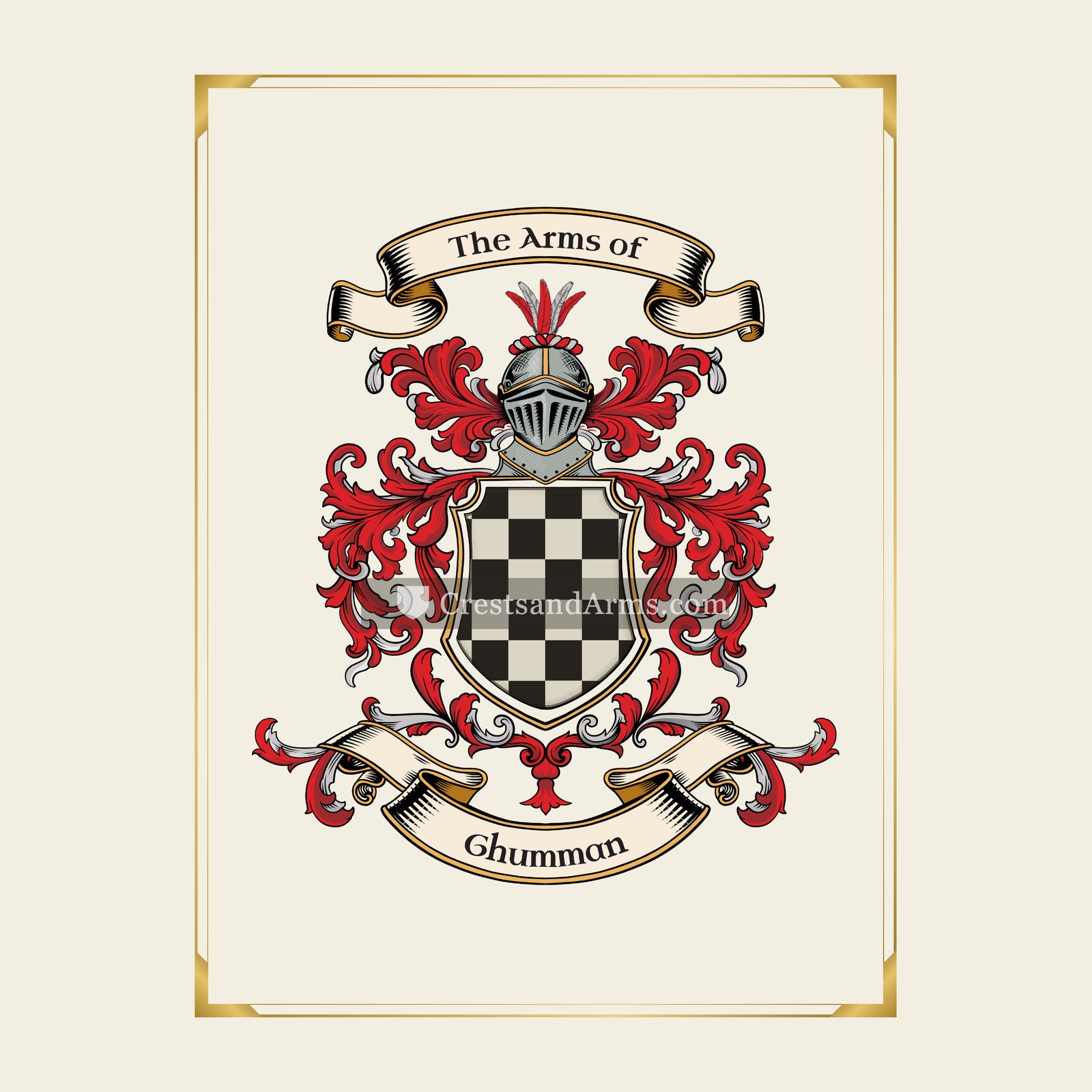 With gold border