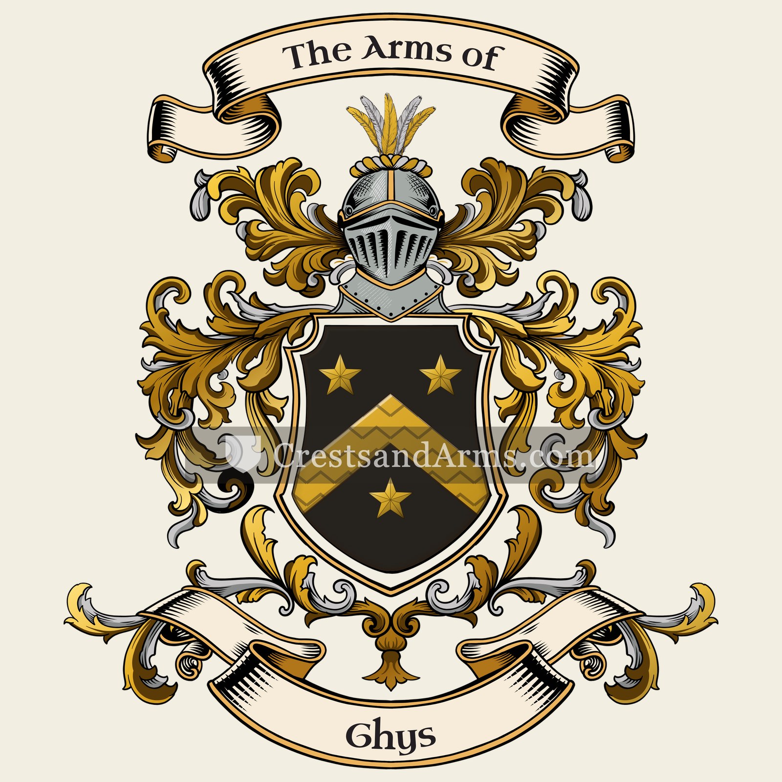 The Ghys coat of arms, drawn from the recorded blazon