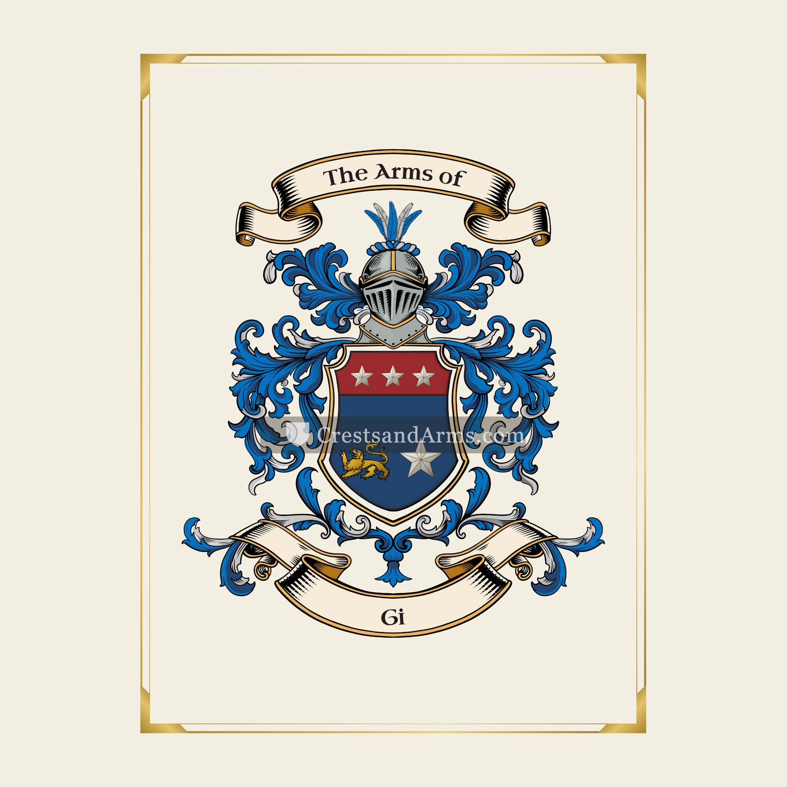 With gold border