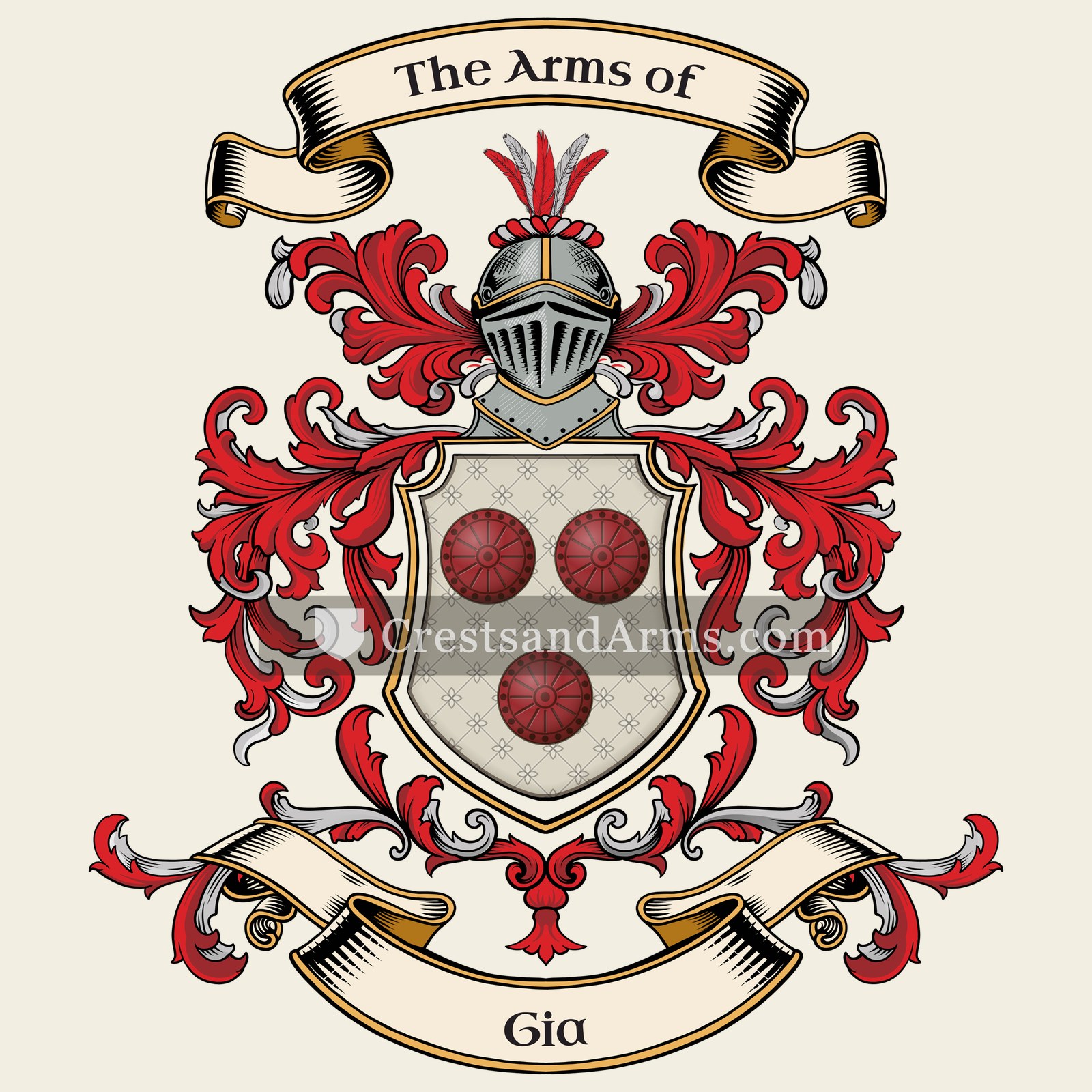 The Gia coat of arms, drawn from the recorded blazon
