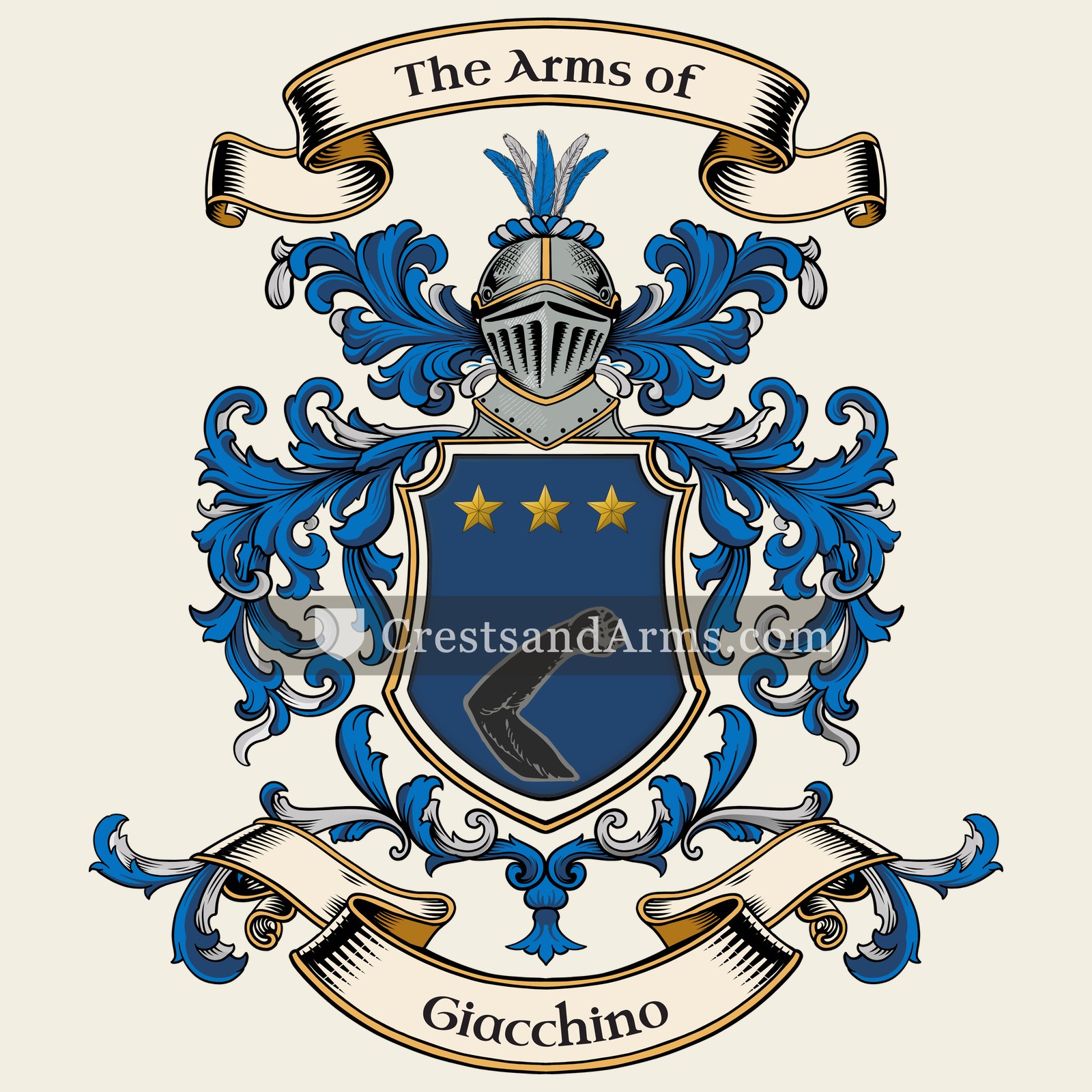 The Giacchino coat of arms, drawn from the recorded blazon
