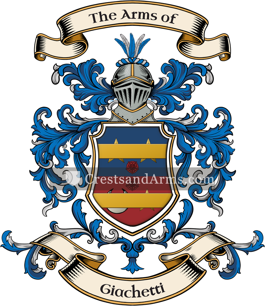 The Giachetti coat of arms, drawn from the recorded blazon