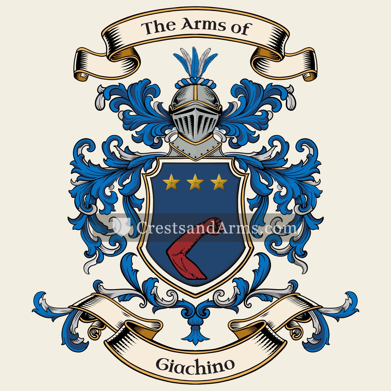 The Giachino coat of arms, drawn from the recorded blazon