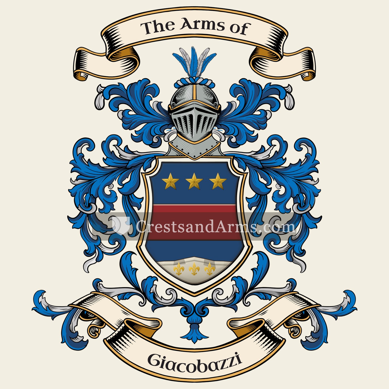 The Giacobazzi coat of arms, drawn from the recorded blazon