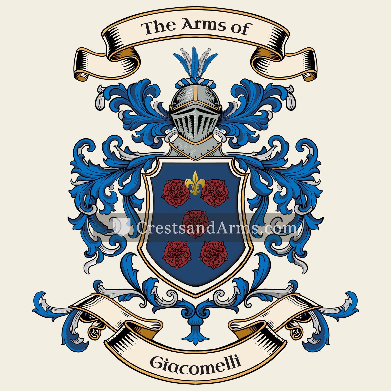The Giacomelli coat of arms, drawn from the recorded blazon