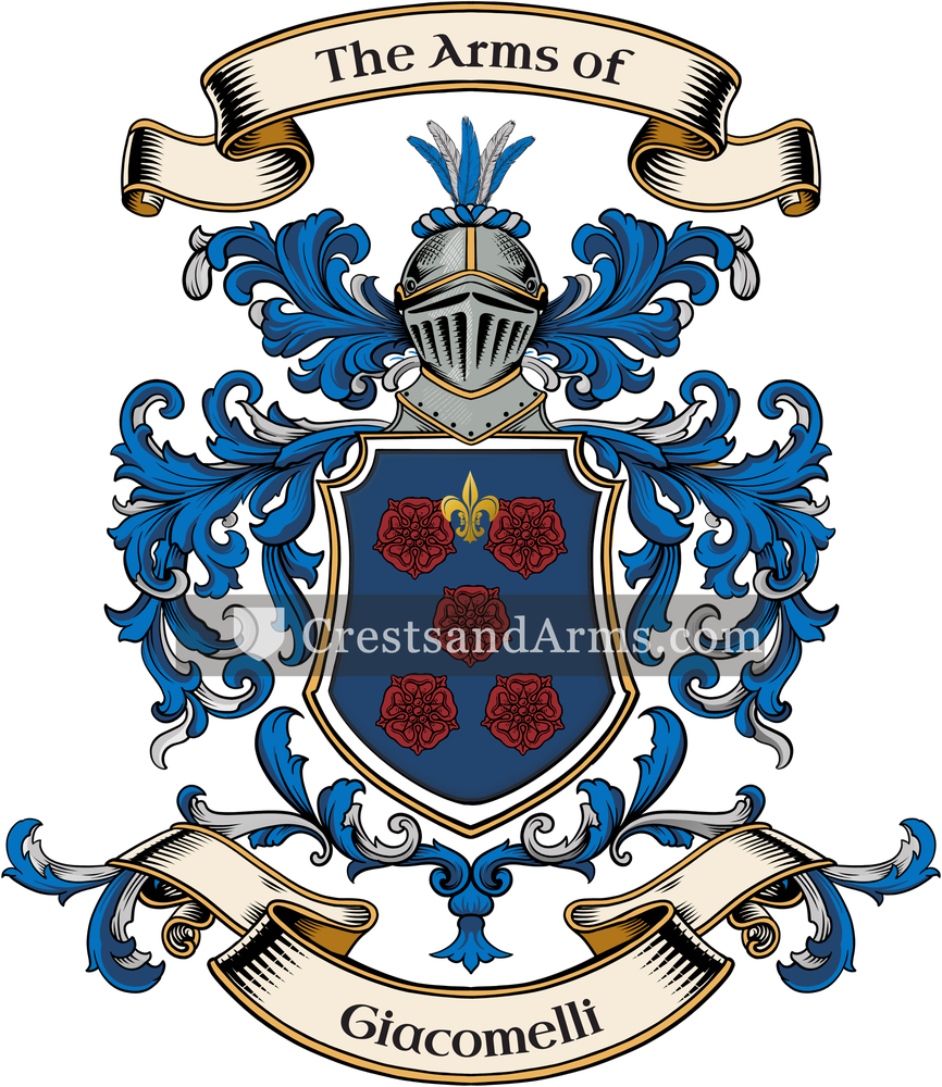 The Giacomelli coat of arms, drawn from the recorded blazon
