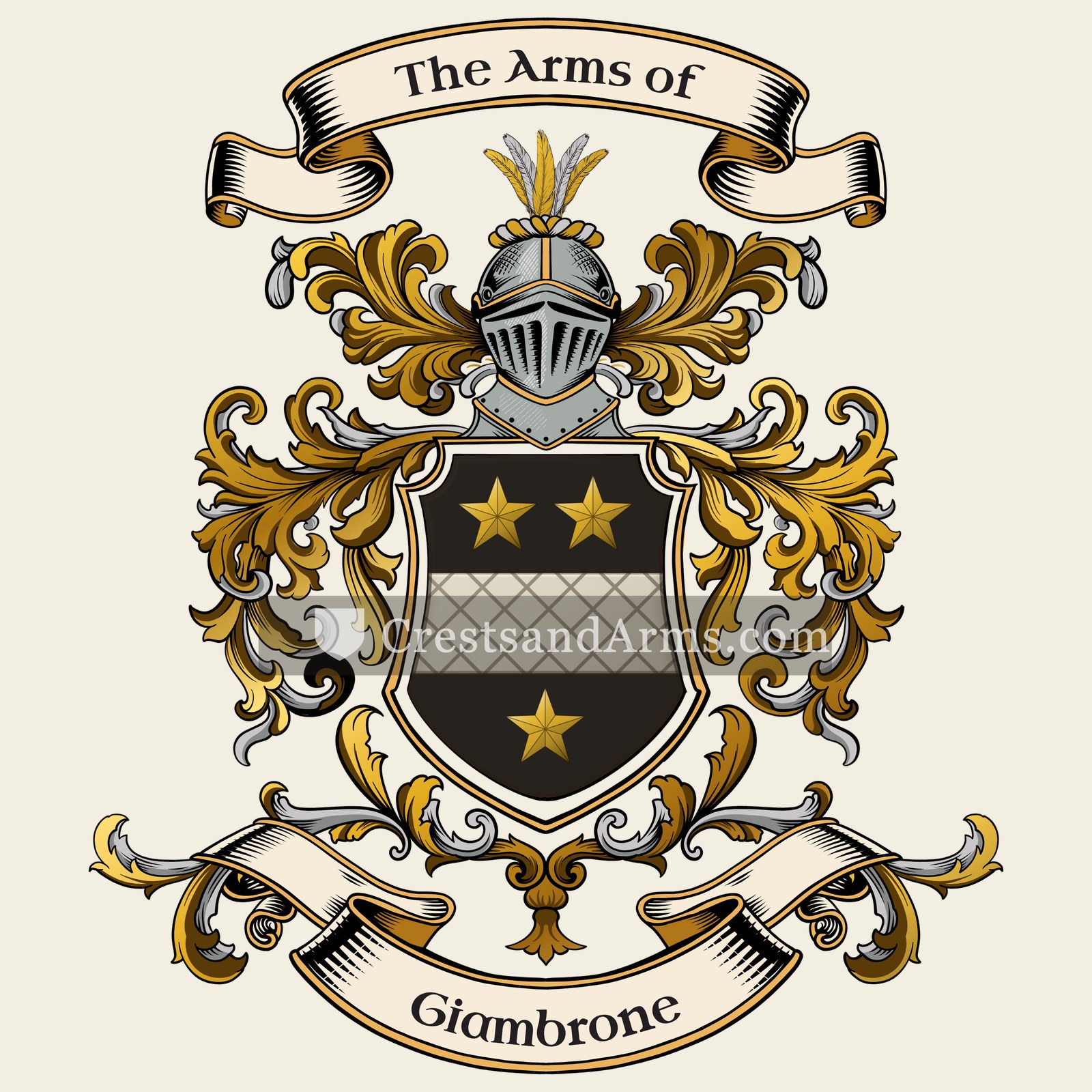 The Giambrone coat of arms, drawn from the recorded blazon