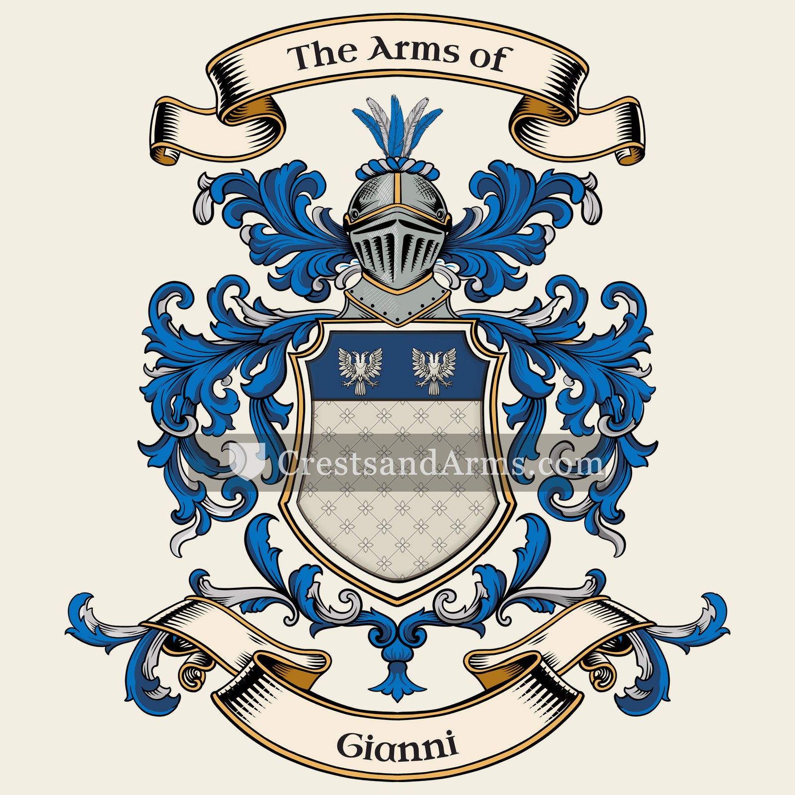 The Gianni coat of arms, drawn from the recorded blazon