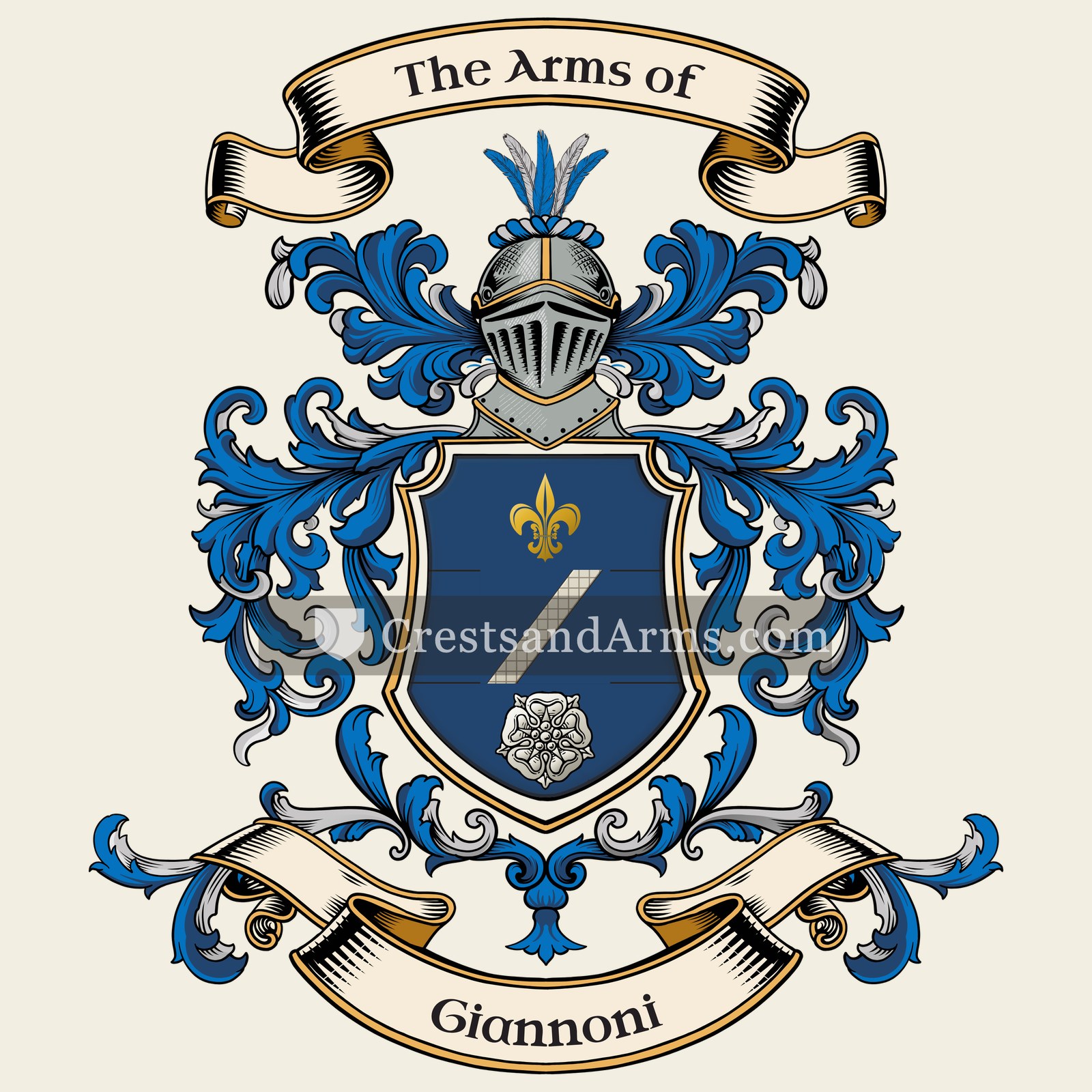 The Giannoni coat of arms, drawn from the recorded blazon