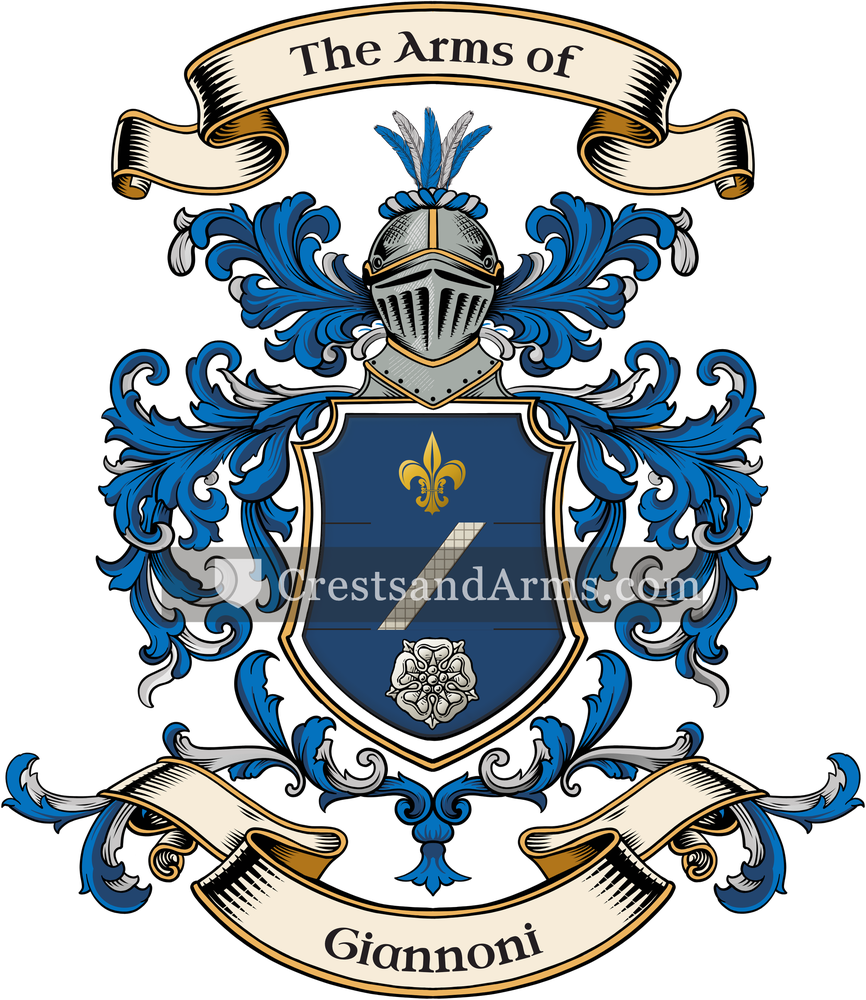 The Giannoni coat of arms, drawn from the recorded blazon