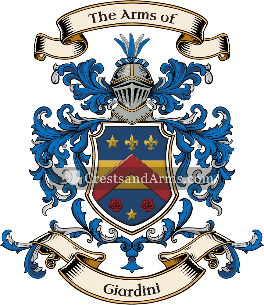 The Giardini coat of arms, drawn from the recorded blazon