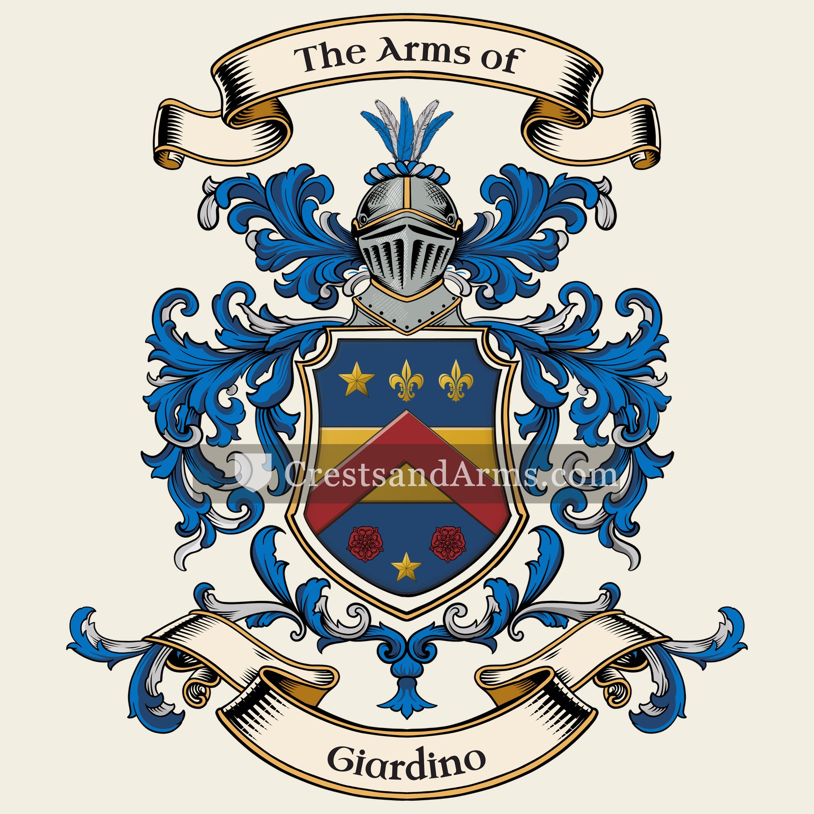 The Giardino coat of arms, drawn from the recorded blazon