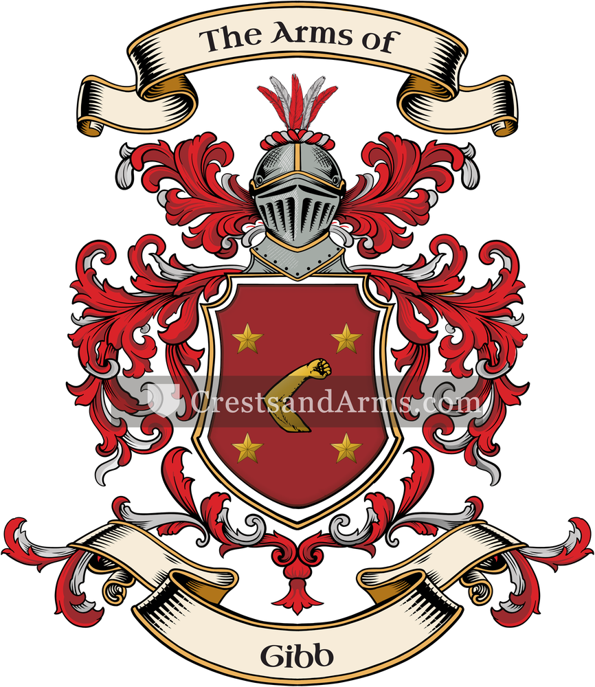The Gibb coat of arms, drawn from the recorded blazon