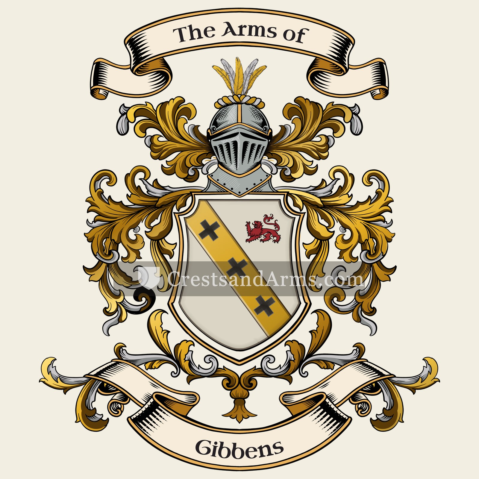 The Gibbens coat of arms, drawn from the recorded blazon
