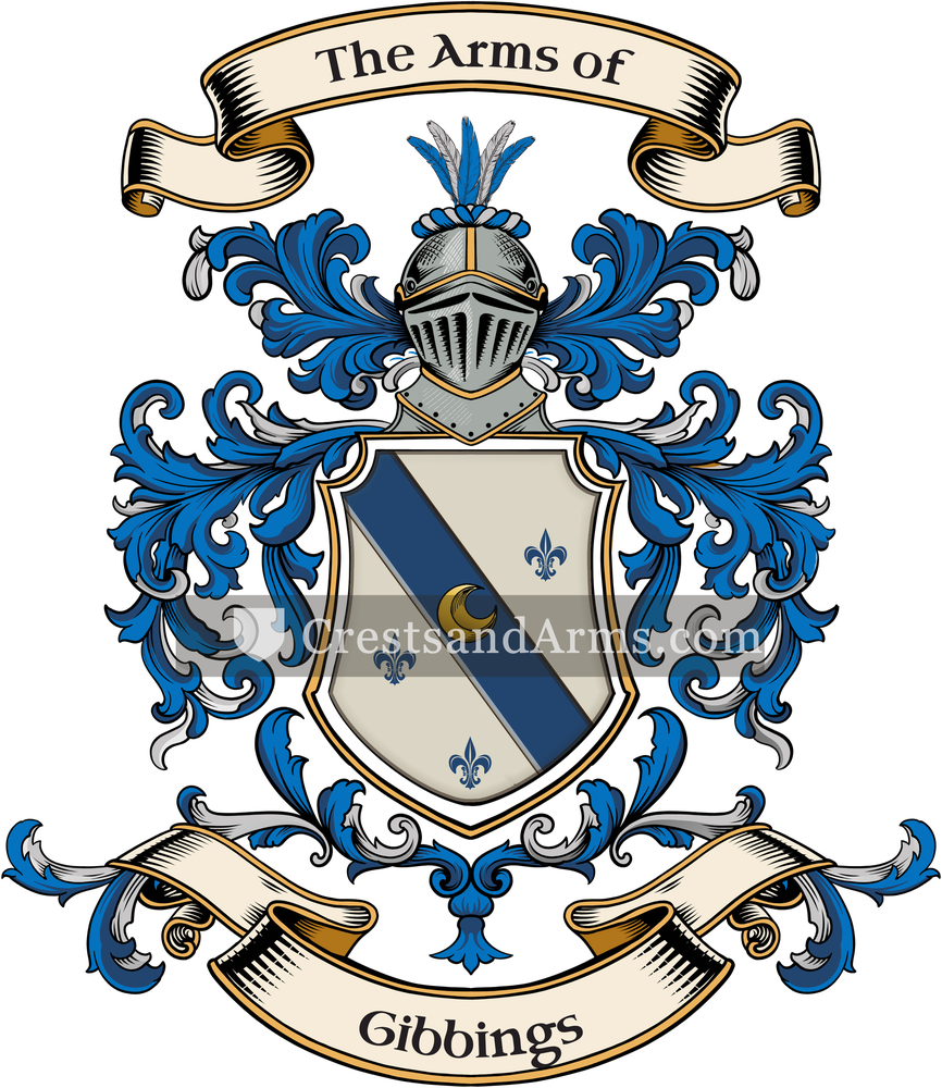 The Gibbings coat of arms, drawn from the recorded blazon