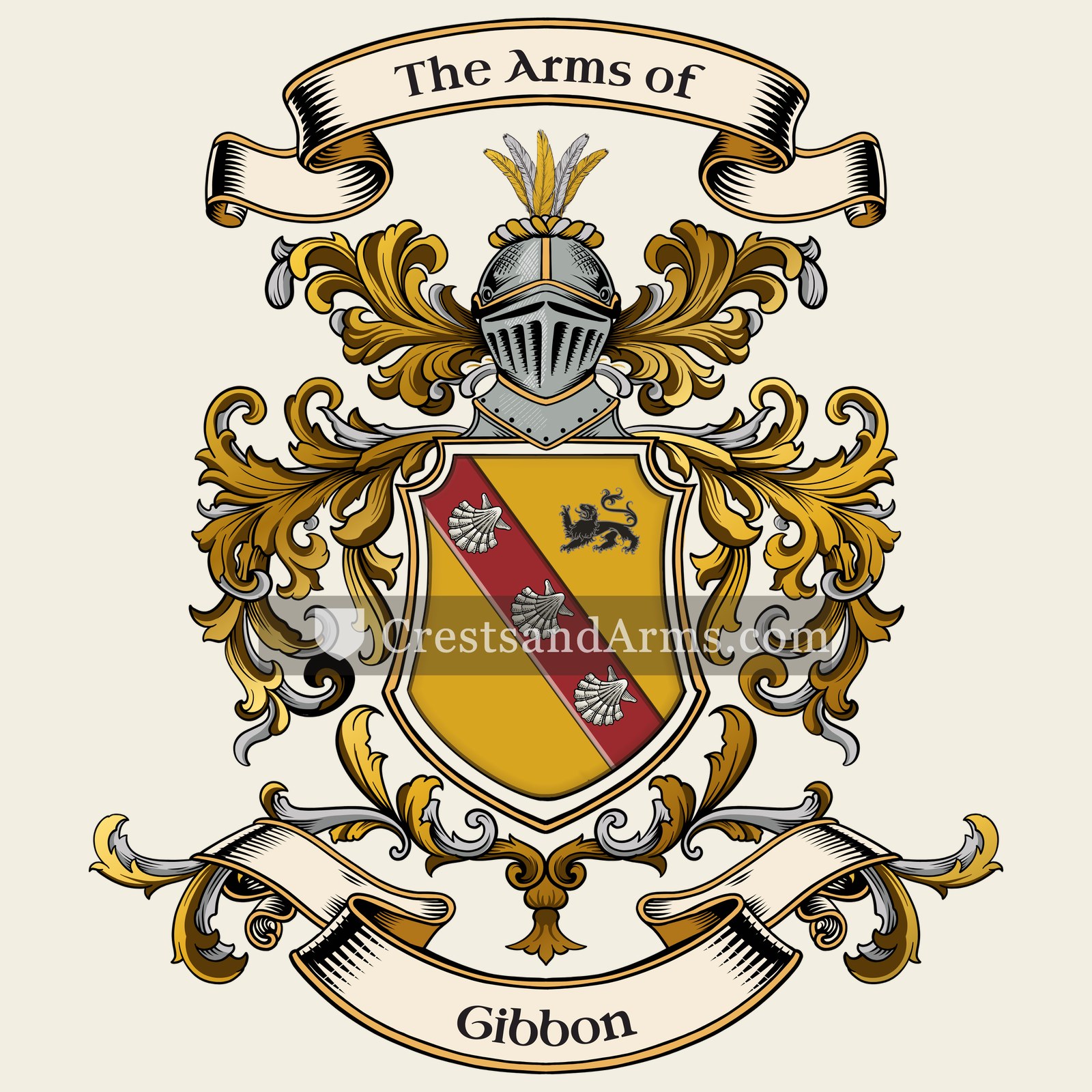 The Gibbon coat of arms, drawn from the recorded blazon