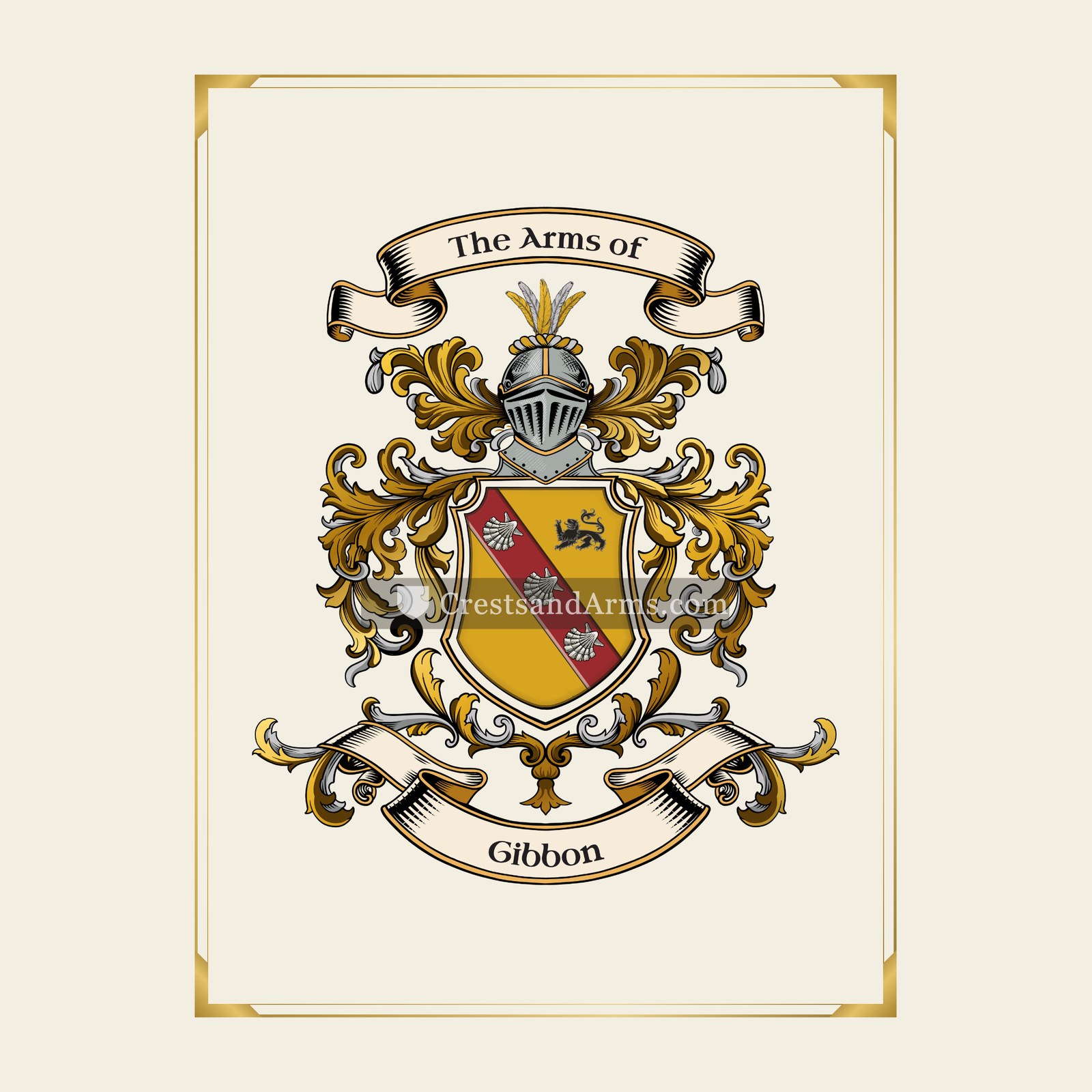 With gold border