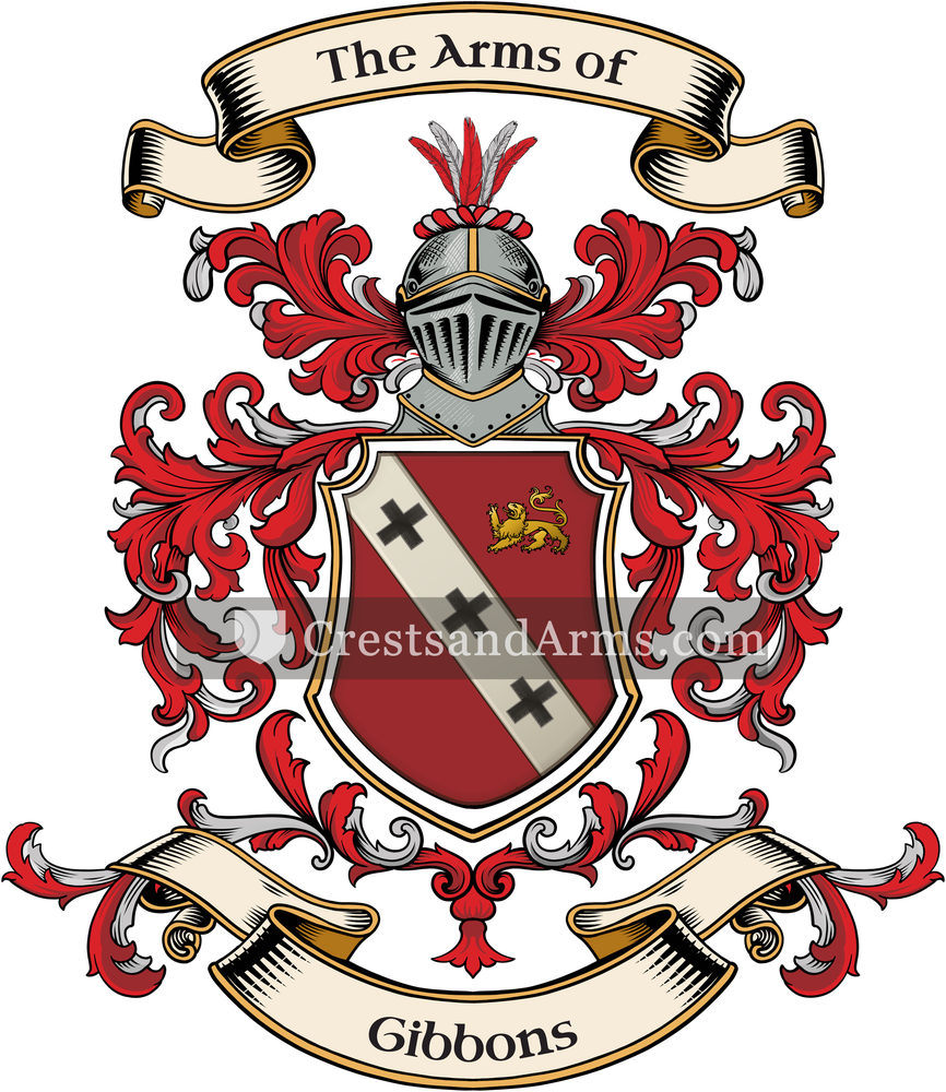 The Gibbons coat of arms, drawn from the recorded blazon