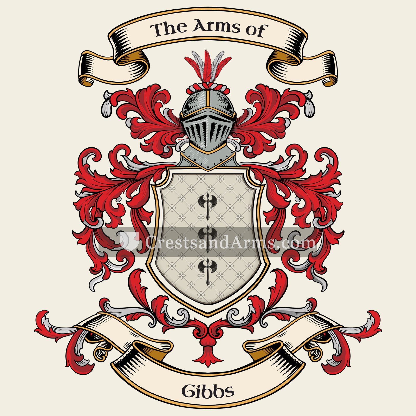 The Gibbs coat of arms, drawn from the recorded blazon