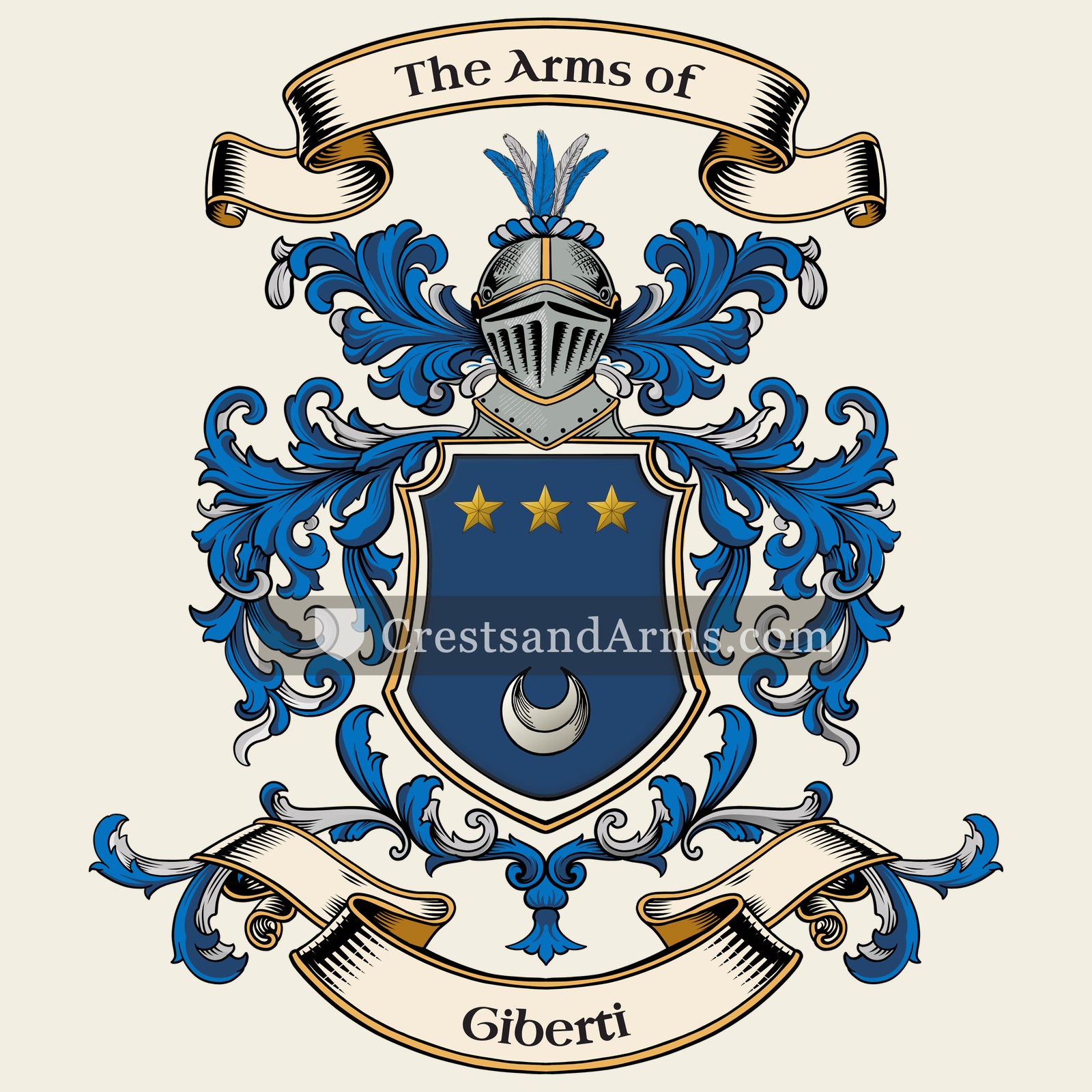 The Giberti coat of arms, drawn from the recorded blazon