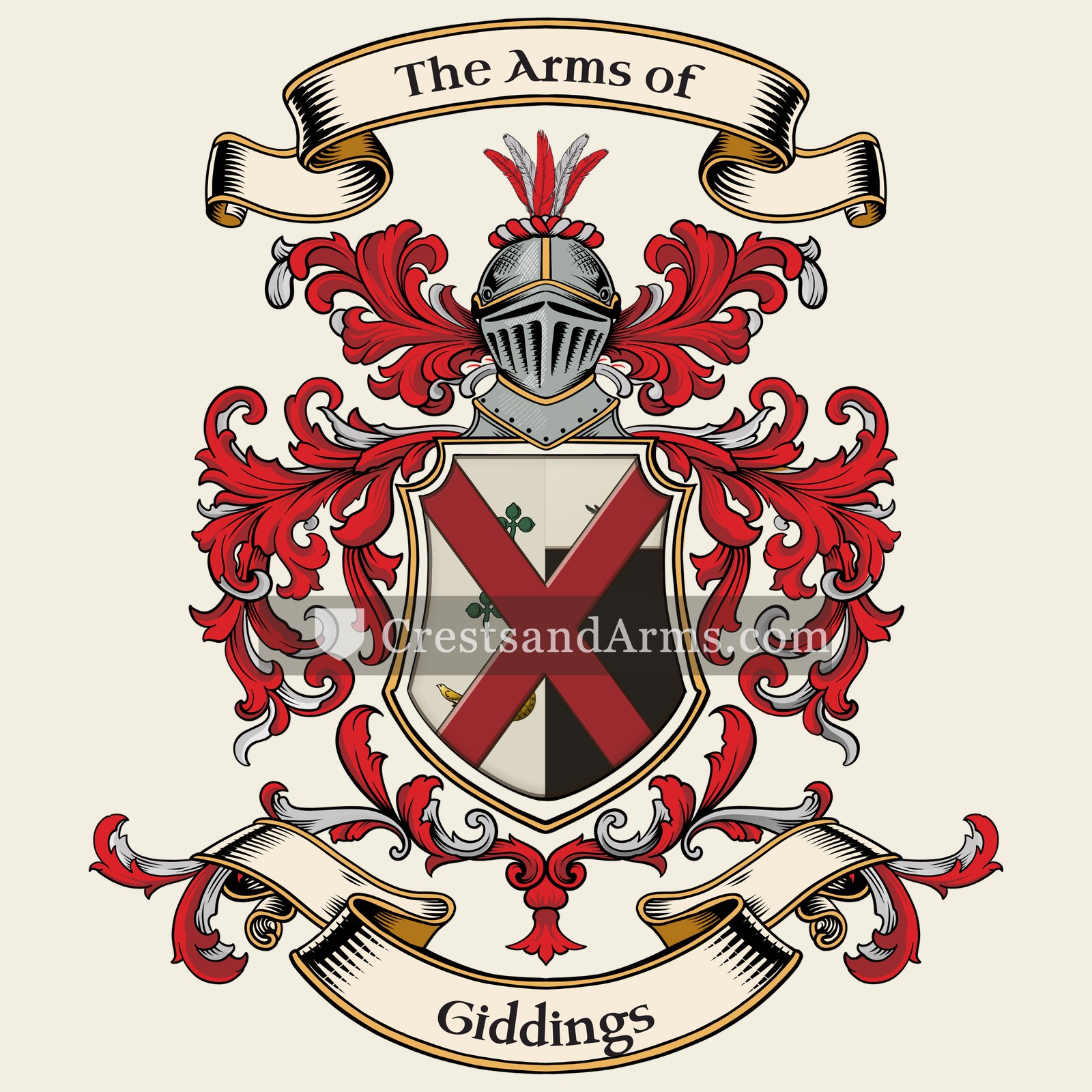 The Giddings coat of arms, drawn from the recorded blazon