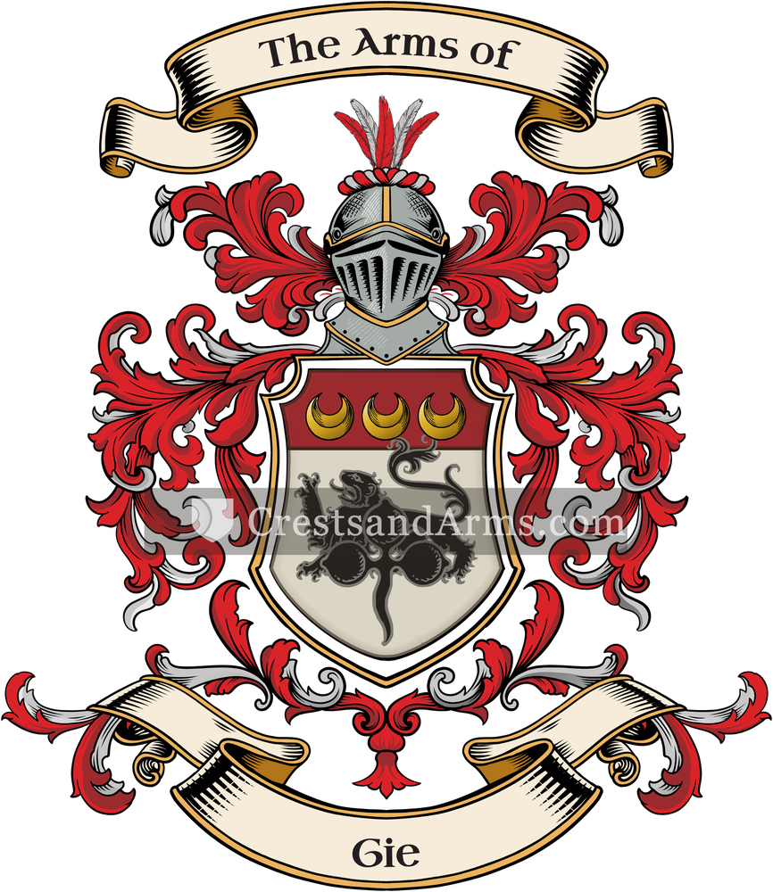 The Gie coat of arms, drawn from the recorded blazon
