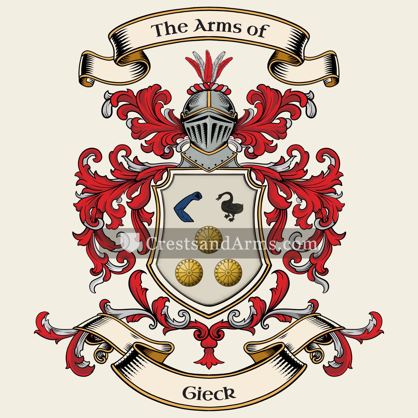 The Gieck coat of arms, drawn from the recorded blazon