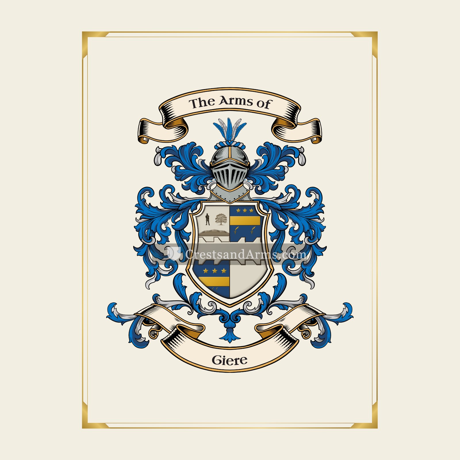 With gold border
