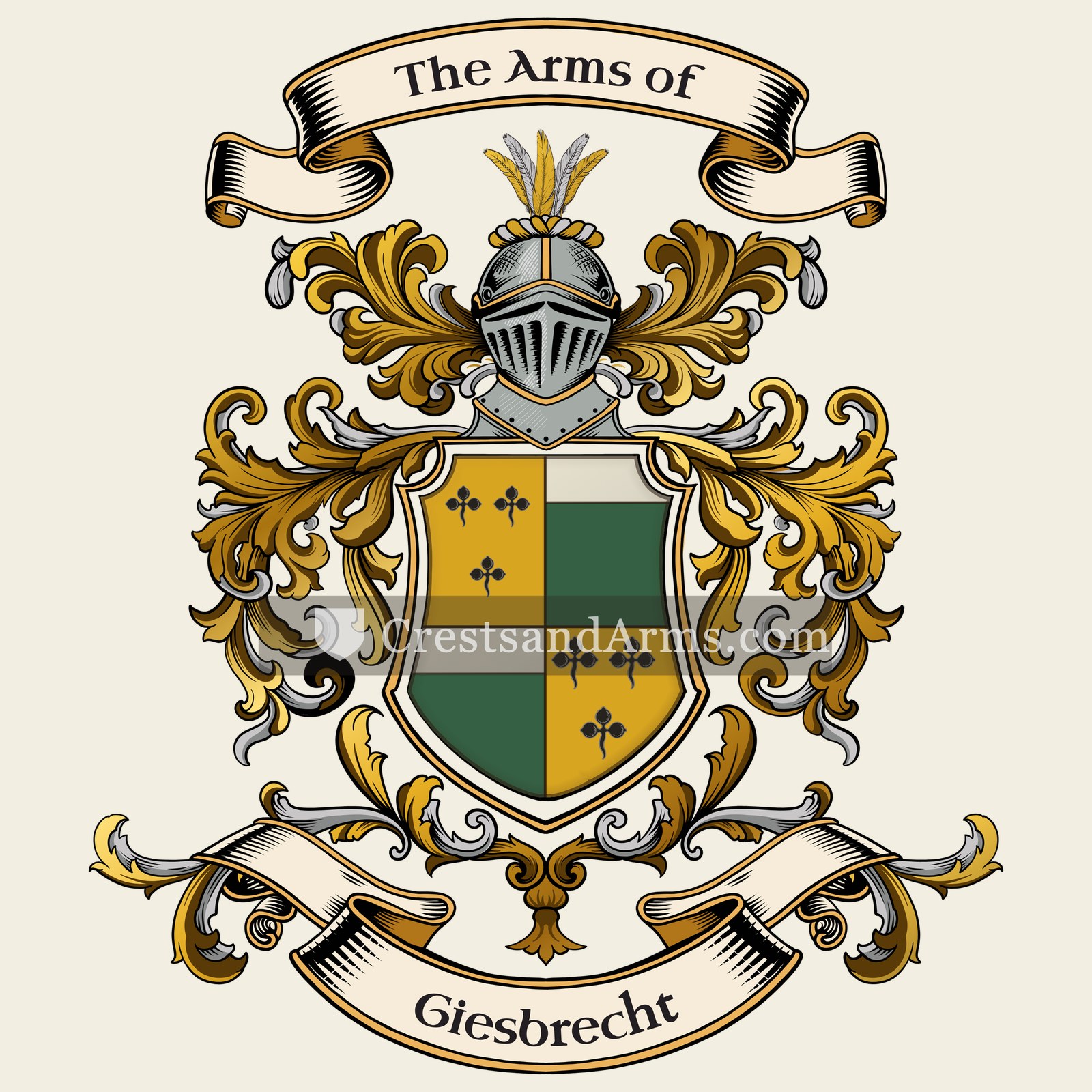 The Giesbrecht coat of arms, drawn from the recorded blazon