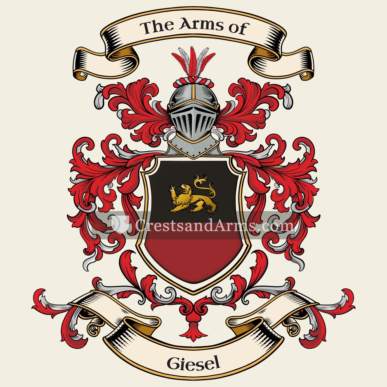 The Giesel coat of arms, drawn from the recorded blazon
