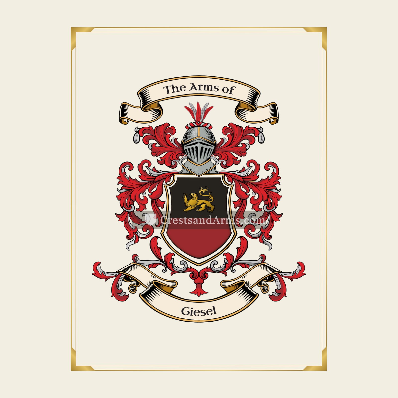 With gold border